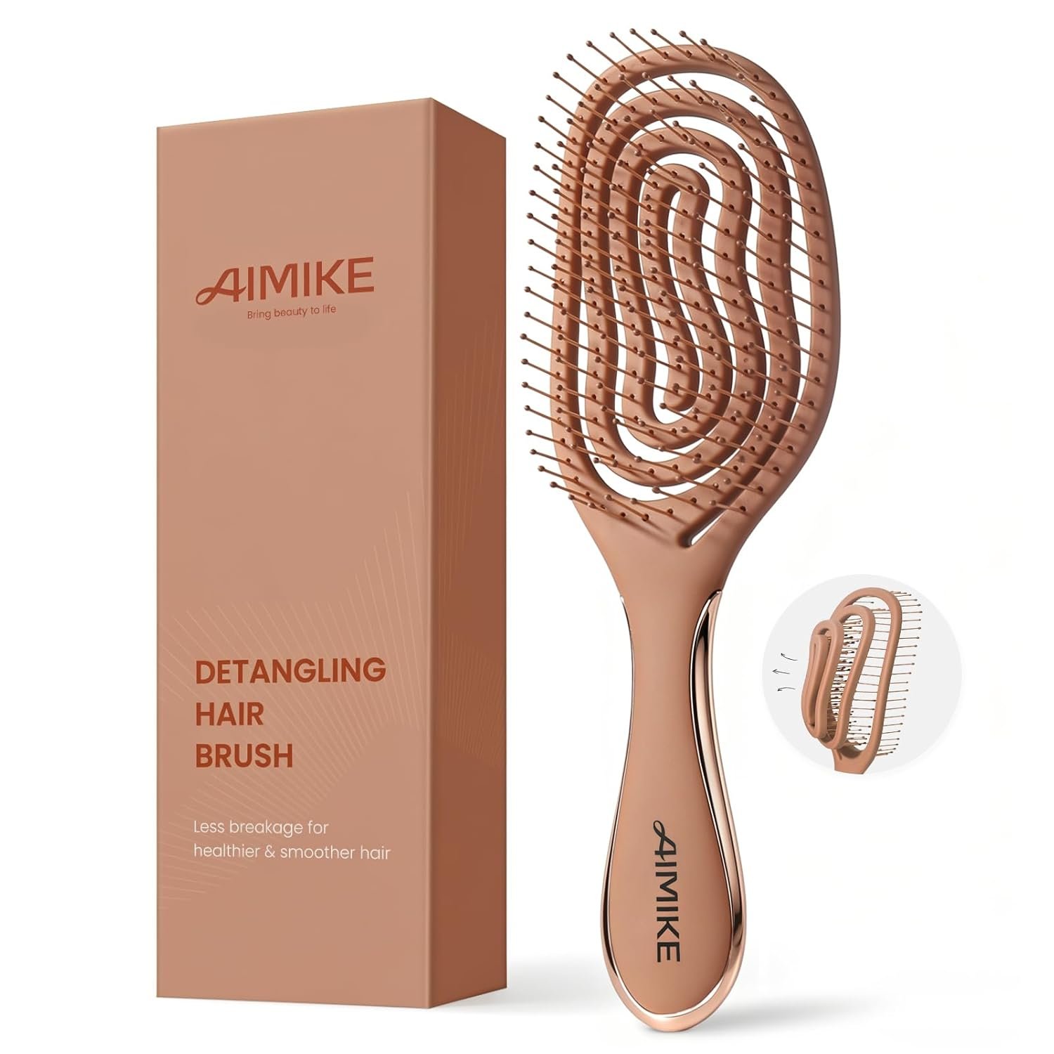 AIMIKE Spiral Hairbrush for Fine Hair, Wet Detangler Brush for Women & Kids | SpiraFlexi Detangling Brush, Wet Dry Detangler, For Women & Kids Fine Fragile Hair, Less Hair Breakage, Easy Clean Open Vent