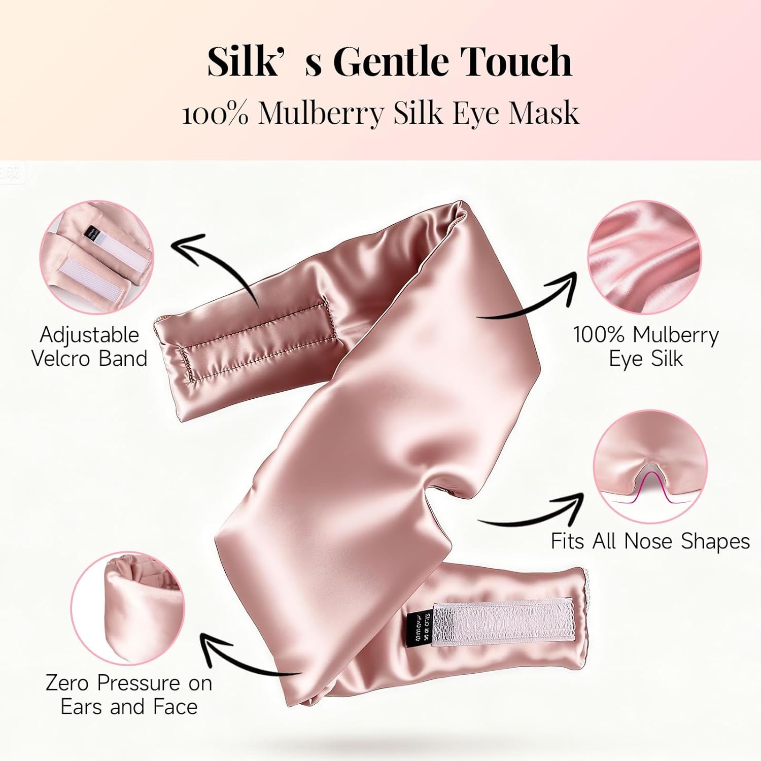 Silk Sleep Mask – 100% Mulberry Silk Eye Mask for Sleeping | Soft Slip Feel, Adjustable Headband, Blackout for Side Sleepers, Men & Women - Image 3