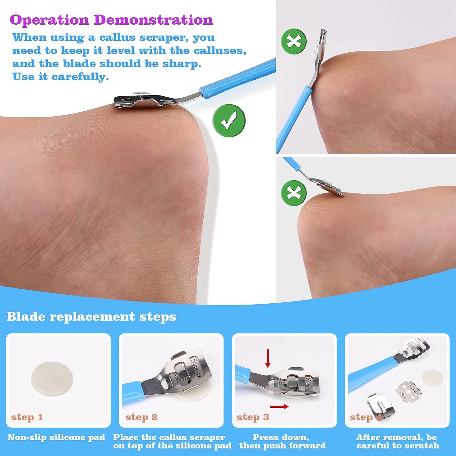 Pedicure Kits - Callus Remover for Feet, 23 in 1 Professional Manicure Set Pedicure Tools Stainless Steel Foot Care, Foot File Foot Rasp Dead Skin for Women Men Home Foot Spa Kit, Blue23 - Image 4