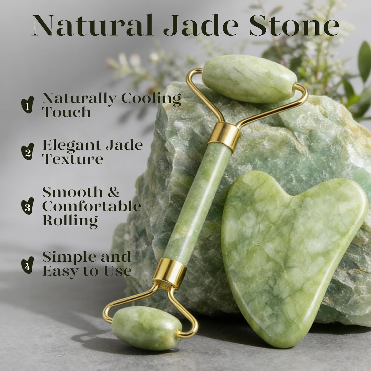 BAIMEI IcyMe Gua Sha & Jade Roller Set for Facial Sculpting and Relaxation | Cooling Face Roller & Guasha Tool for Face Lymphatic Drainage, Depuffing, Jawline Definition, Skin Care Gifts for Women–Green - Image 2