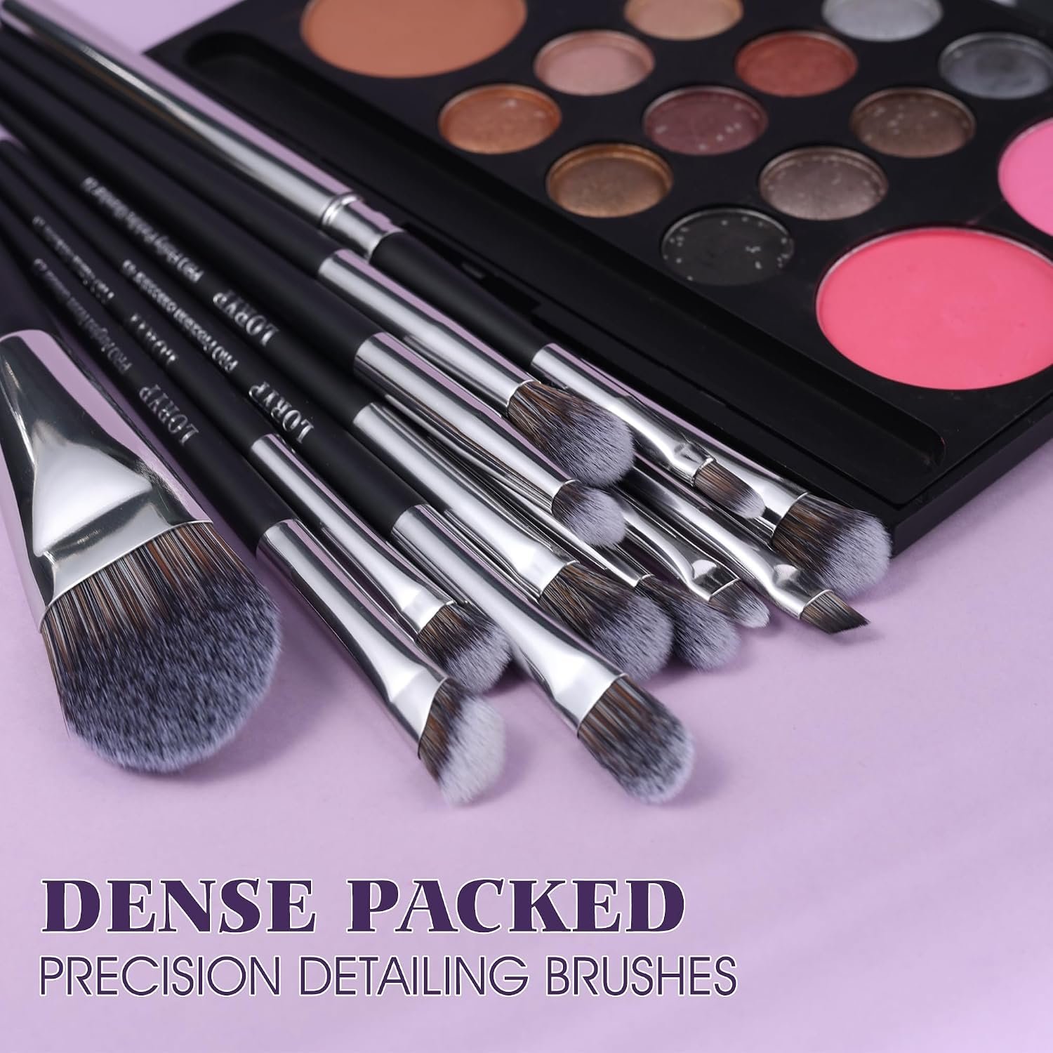 LORYP Professional Makeup Brushes Set 32Pcs Matte Black Cosmetic Brush Kit for All Face & Eye of Soft Vegan Synthetic Hair for Artists & Enthusiasts - Image 8