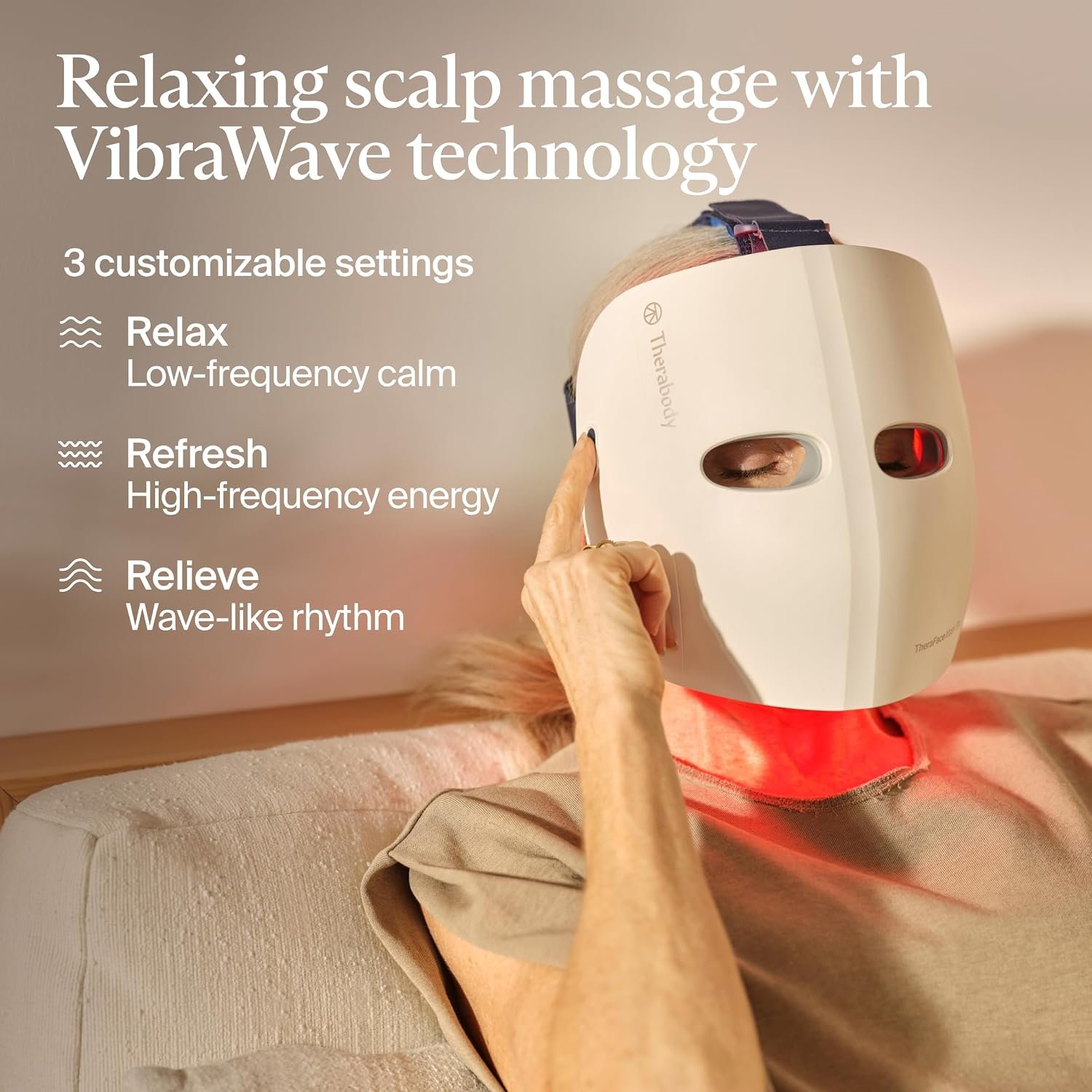 TheraFace Therabody Mask Glo - Cordless LED Skincare Face Mask with Red/Blue/Infrared Light & Relaxing Scalp Massage for Glowing, Healthier-Looking Skin - FDA Cleared - Image 8