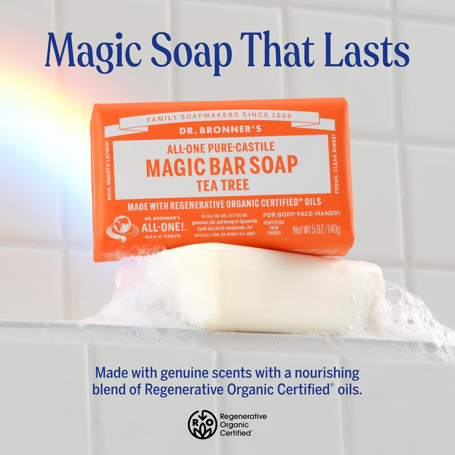 Dr. Bronner's Pure-Castile Magic Bar Soaps (5 Ounce Variety Gift Pack) Almond, Unscented, Lavender, Peppermint, Citrus, Rose - Made with Natural & Organic Certified Oils, Vegan, Non-GMO - Image 2