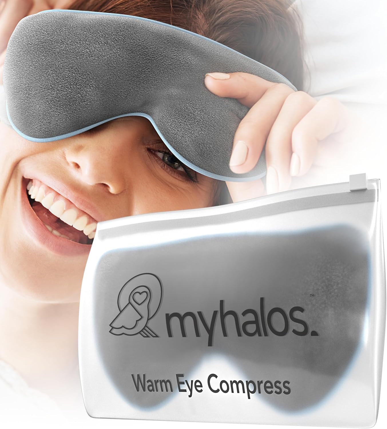 MyHalos Heated Eye Mask, Warm Compress for Dry Eyes, Blepharitis & MGD | Soothing Relief for Dry, Irritated Eyes, Soothes MGD, Moist Heat, Reusable & Microwavable Safe, Warm Eye Compress