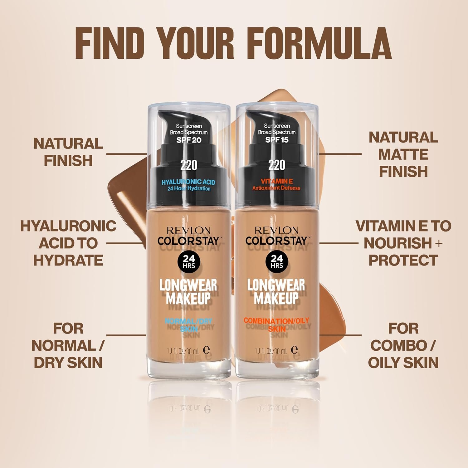 Revlon Colorstay Longwear Makeup Combo/Oily, 240 Medium Beige, 1 fl oz | Longwear foundation for combination & oily skin with SPF 15. Medium-full coverage, matte finish. Up to 24hr wear. - Image 6
