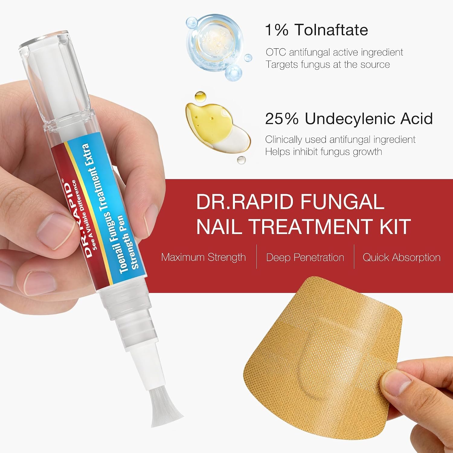 Toenail Fungus Treatment Extra Strength - DR.RAPID Toenail Fungus Treatment Pen & Fungal Nail Patches, Day and Night Fungal Nail Treatment Set, Ideal for Nail Repair for Damaged Nails Toenail Fungus - Image 2