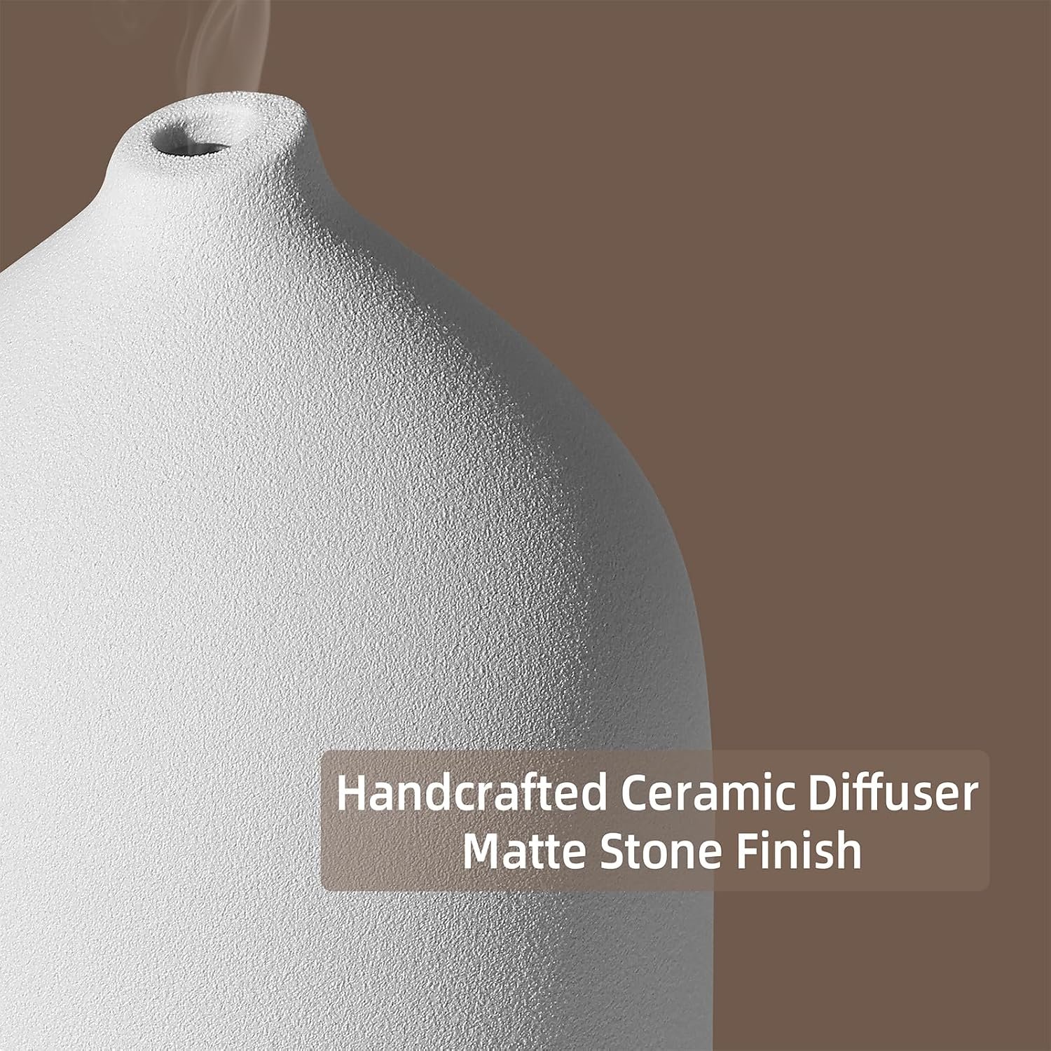 Gooamp 200ML Ceramic Essential Oil Diffuser for Home, Stone Diffuser | Ultrasonic Aromatherapy Diffuser & Air Humidifier for Bedroom, Office, Yoga, 7 LED Lights, Auto Shut-Off, 3 Timers,Wood Grain - Image 2