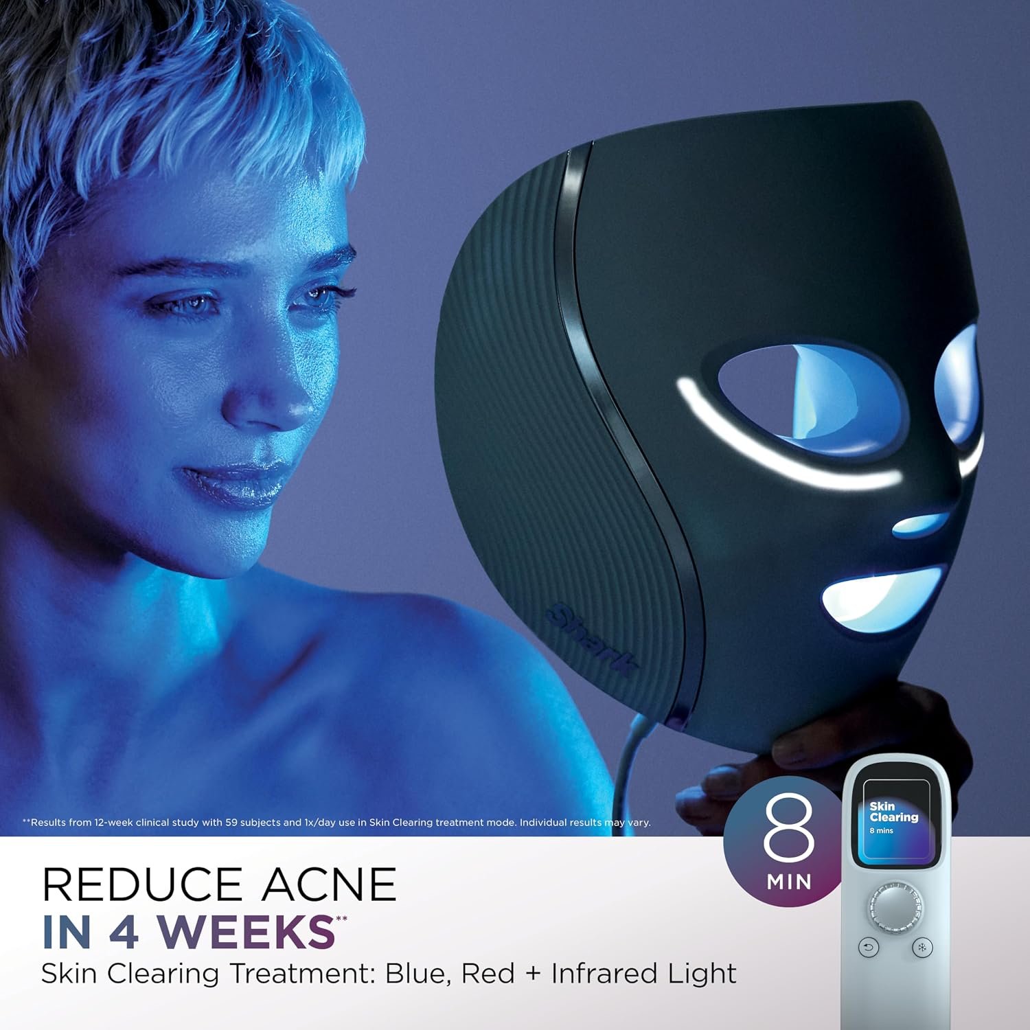 Shark CryoGlow LED Face Mask in Lilac Frost, FW312PL | #1 Skincare Facial Device in the US, Combining High-Energy LEDs, Deep Infrared & Under-Eye Cooling - Image 7