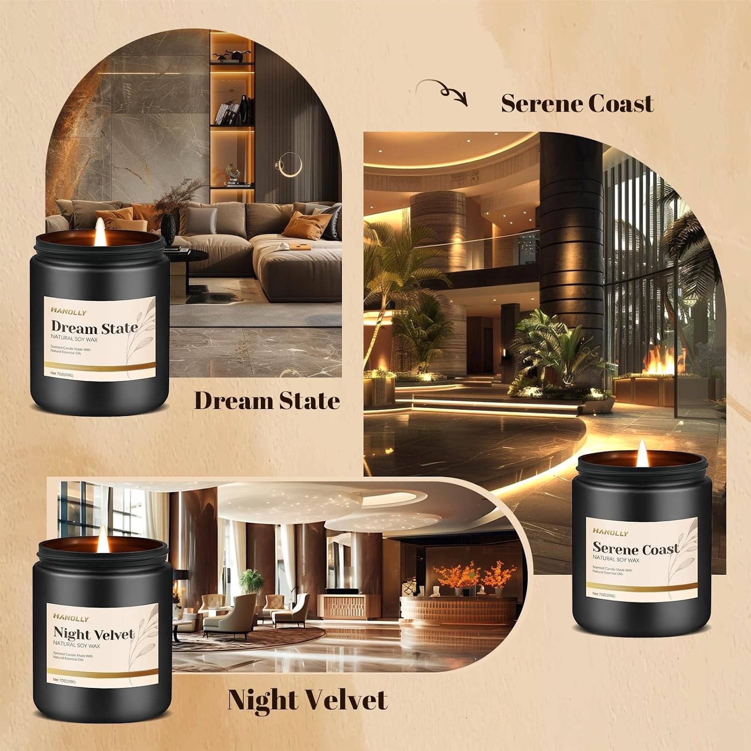 Hotel Scented Candles Gift Set, 6 Pack Candles for Home Scented | Luxury Aromatherapy Jar Candle Gifts for Men & Women, Natural Soy Wax Long Lasting Candle Kit for Birthday, Anniversary - Image 4