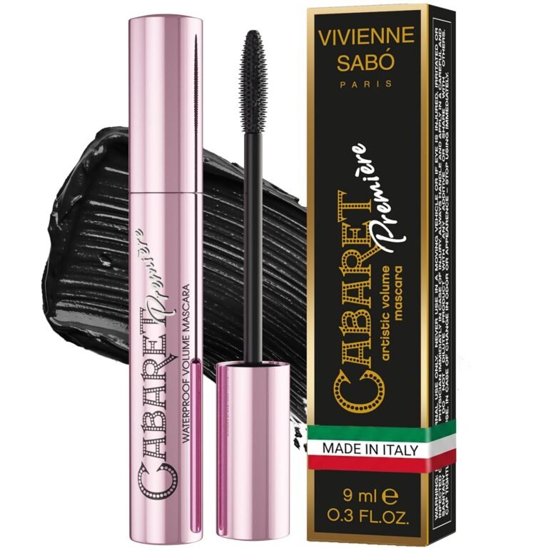 Vivienne Sabó Cabaret Premiere Black Waterproof Mascara, Volume and Length, Curling, No Flaking, No Clumping, Smudge Proof, Washable, Cruelty-Free, Made in Europe, (01 Black), 0.3 Fl Oz, 1 Pack