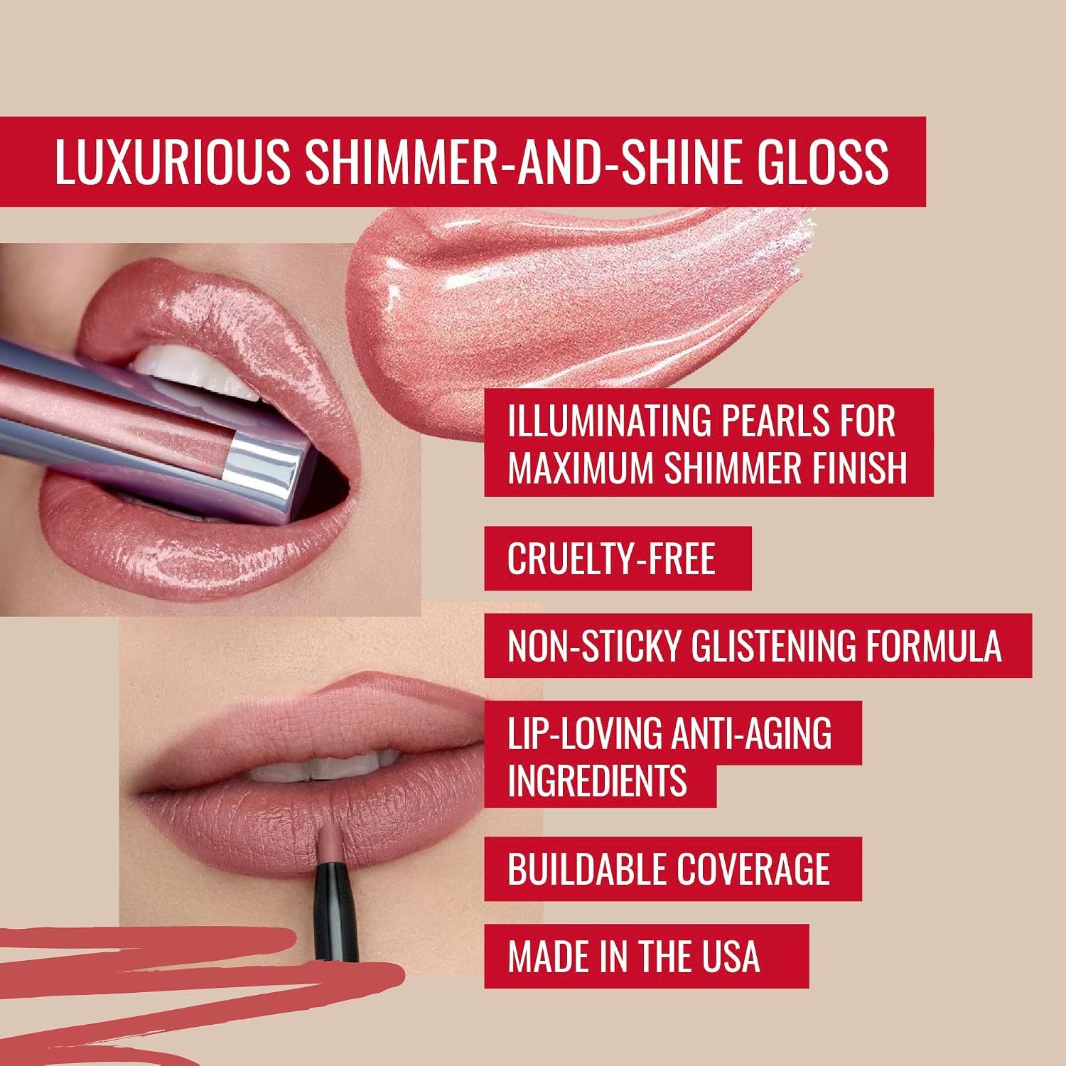 Runway Rogue Hydrating Shimmer Lip Gloss Kit, 3 High-Pigment Shades | LuxGloss Kit, vegan, cruelty-free, ‘Strike a Pose’ and ‘Fashion Week’ Lip Gloss, ‘Work It Babe’ Matte Lip Liner Pencil - Image 6