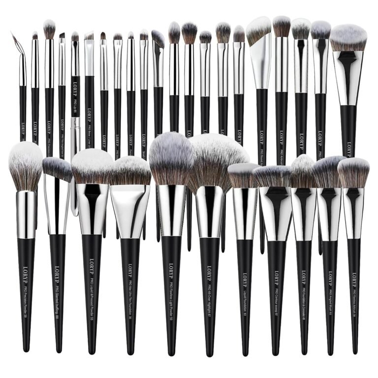 LORYP Professional Makeup Brushes Set 32Pcs Matte Black Cosmetic Brush Kit for All Face & Eye of Soft Vegan Synthetic Hair for Artists & Enthusiasts
