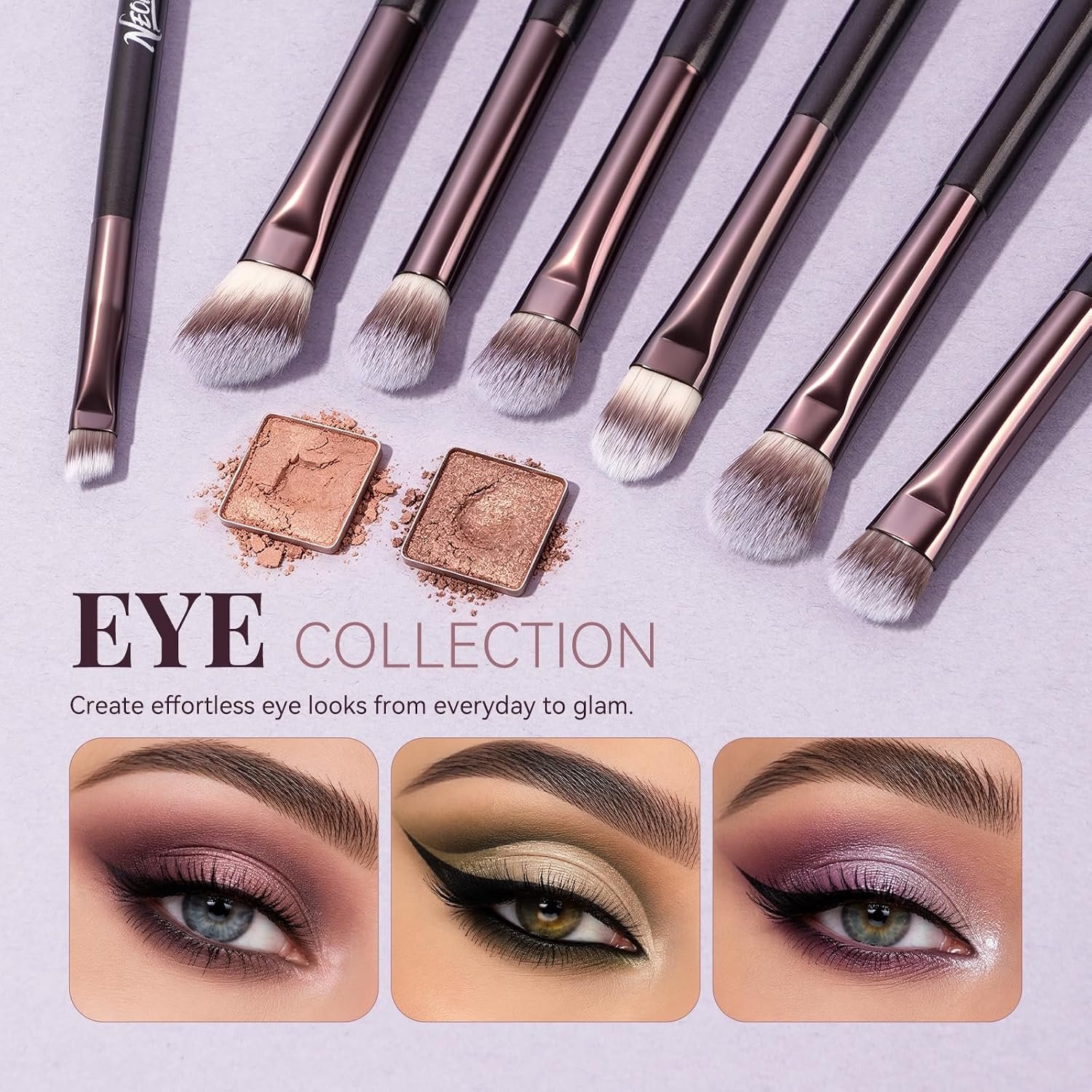 14 PCS Professional Makeup Brushes Set with Travel Cosmetic Bag(Brown) | Luxe Soft Synthetic Face & Eye Makeup Brush Kit for Foundation, Powder, Blush, Concealer, Eyeshadow, Contour, Eyebrow - Image 7