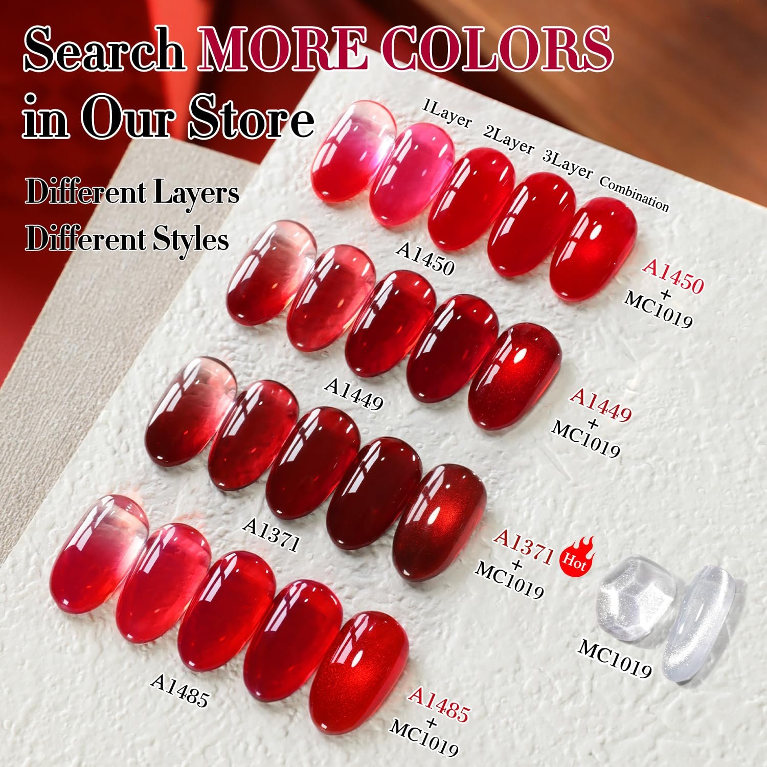 Double Rhythm 0.5Oz Jelly Gel Polish Translucent Sheer Neutral Natural Light Milky Same Color Same Bottle 15ML Burgundy Gel DIY at Home (Blood Red-A1371) - Image 7