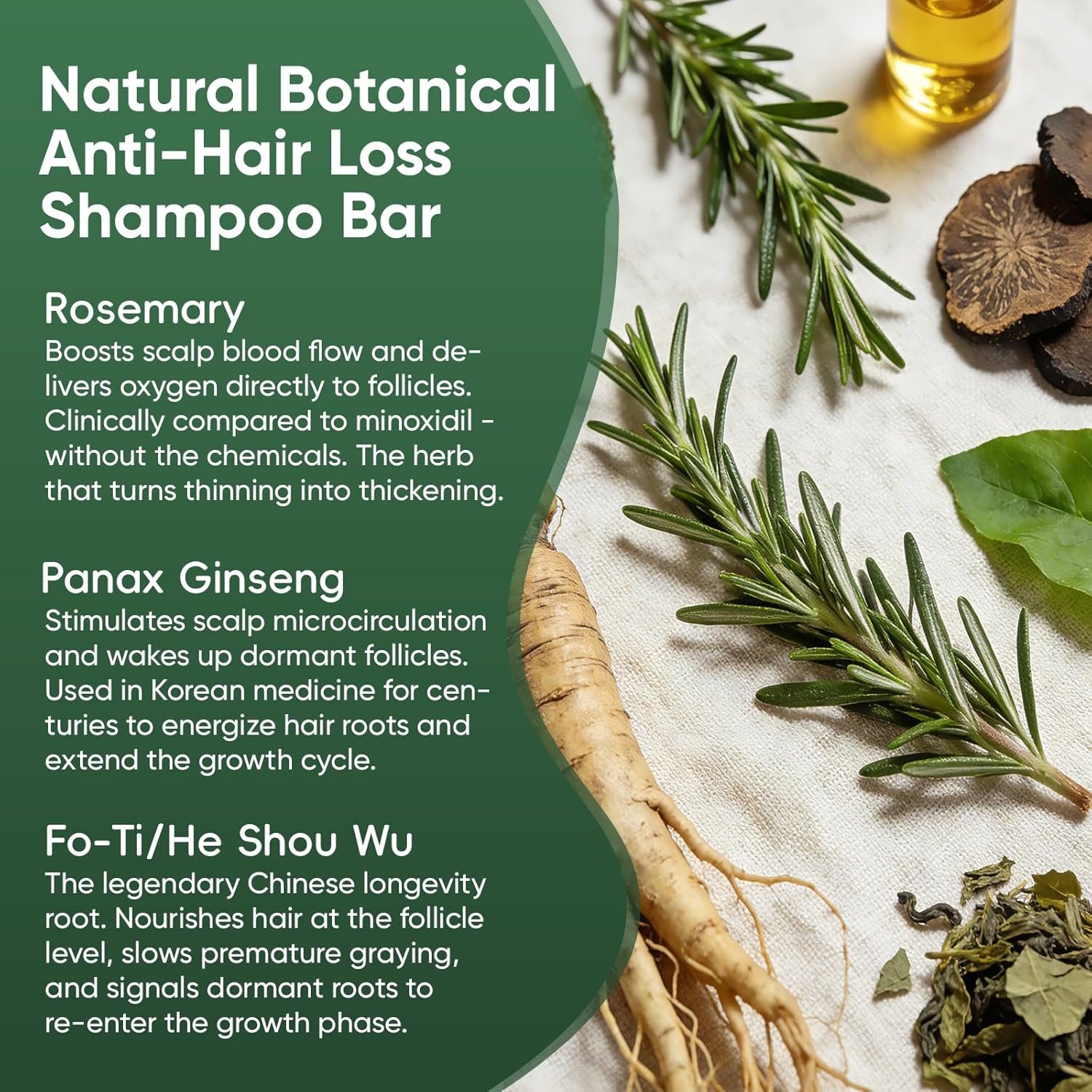 Korean Scalp Revival Bar, Scalp Care Shampoo Bar Rosemary Triangle Regrowth Shampoo Bar for Dry, Oily & Sensitive Scalp, Natural Botanical Anti-Hair Loss Hydrating Green Hair Care Soap (2) - Image 4