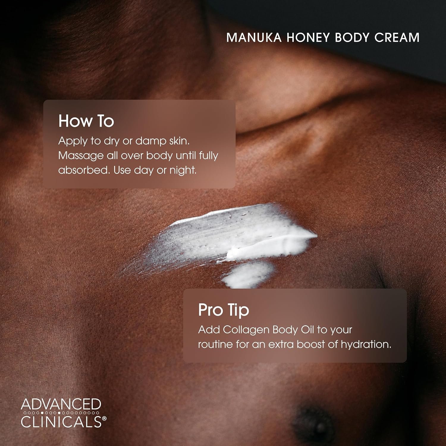 Advanced Clinicals Manuka Honey Body Cream For Women & Men | Body Butter Lotion For Extremely Dry Skin | Collagen Cream | Skincare Moisturizer Hydrating Balm Improves Look Of Aging Skin, 16 Ounce - Image 7