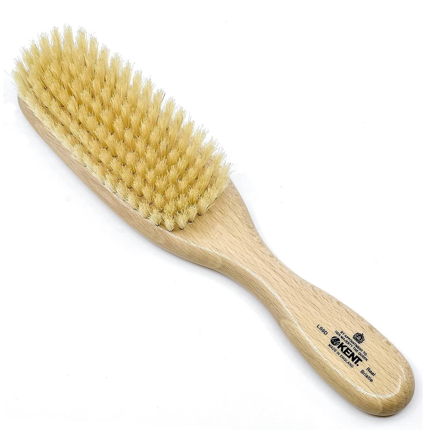 Kent LS9D Satinwood Pure Soft White Bristle Narrow Hair Brush – Boar Bristle Brush for Thin Hair. Luxury Styling, Straightening, and Smoothing. Ideal for Women. Made in England