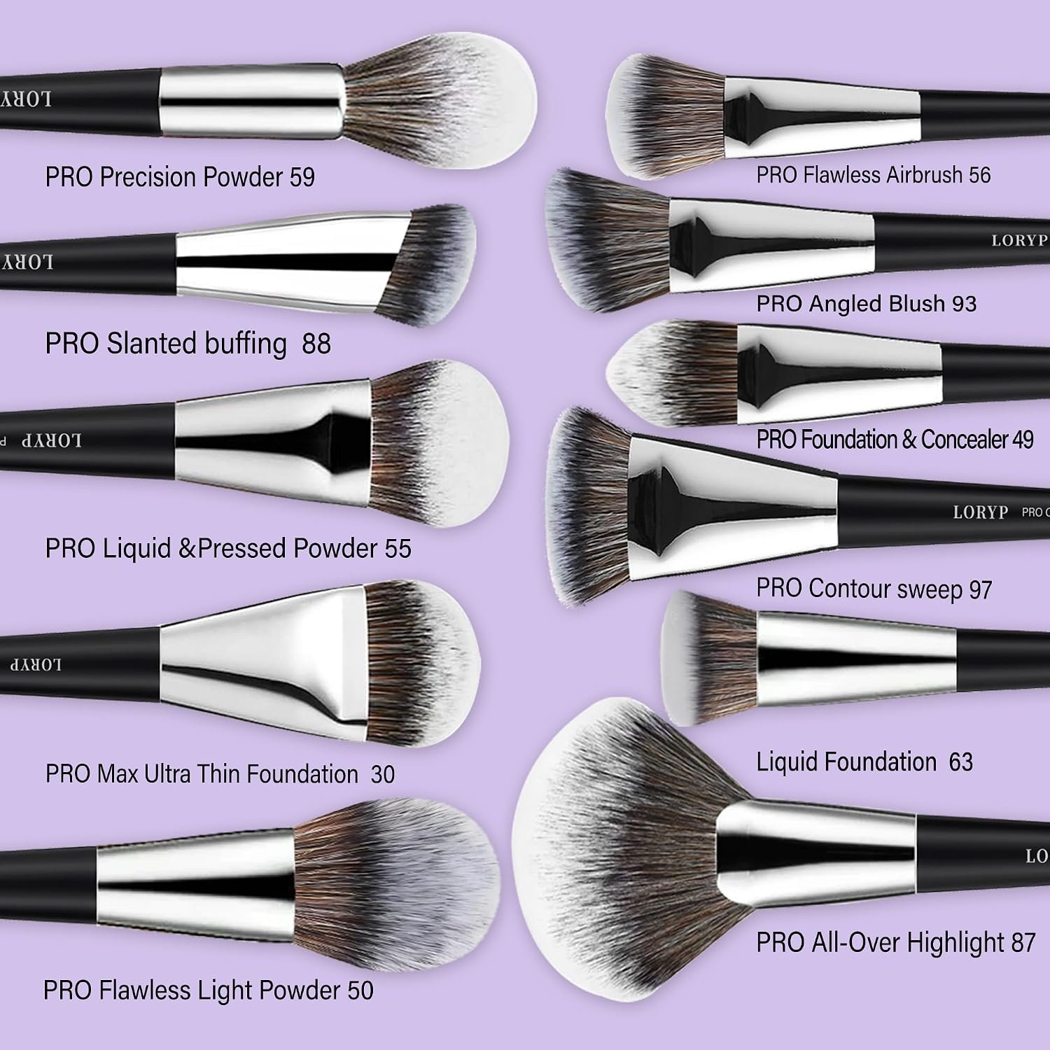 LORYP Professional Makeup Brushes Set 32Pcs Matte Black Cosmetic Brush Kit for All Face & Eye of Soft Vegan Synthetic Hair for Artists & Enthusiasts - Image 2