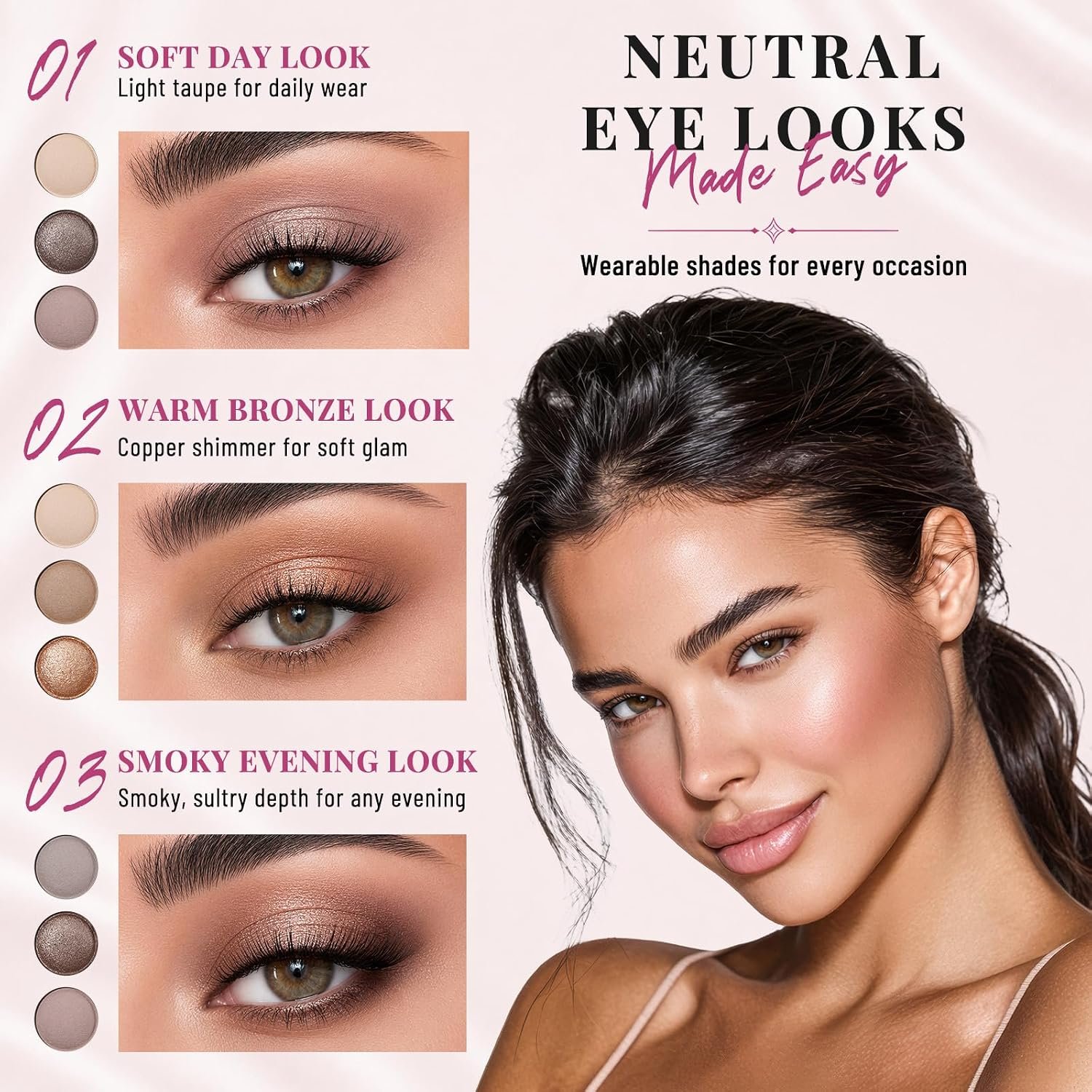 UCANBE Baked Makeup Palette, All in One Full Face & Eye Makeup Palette with Eyeshadows, Blush, Bronzer & Highlighter, Silky Pigmented Neutral Nude Powder Palette for Daily Smokey Travel Makeup Gift - Image 4