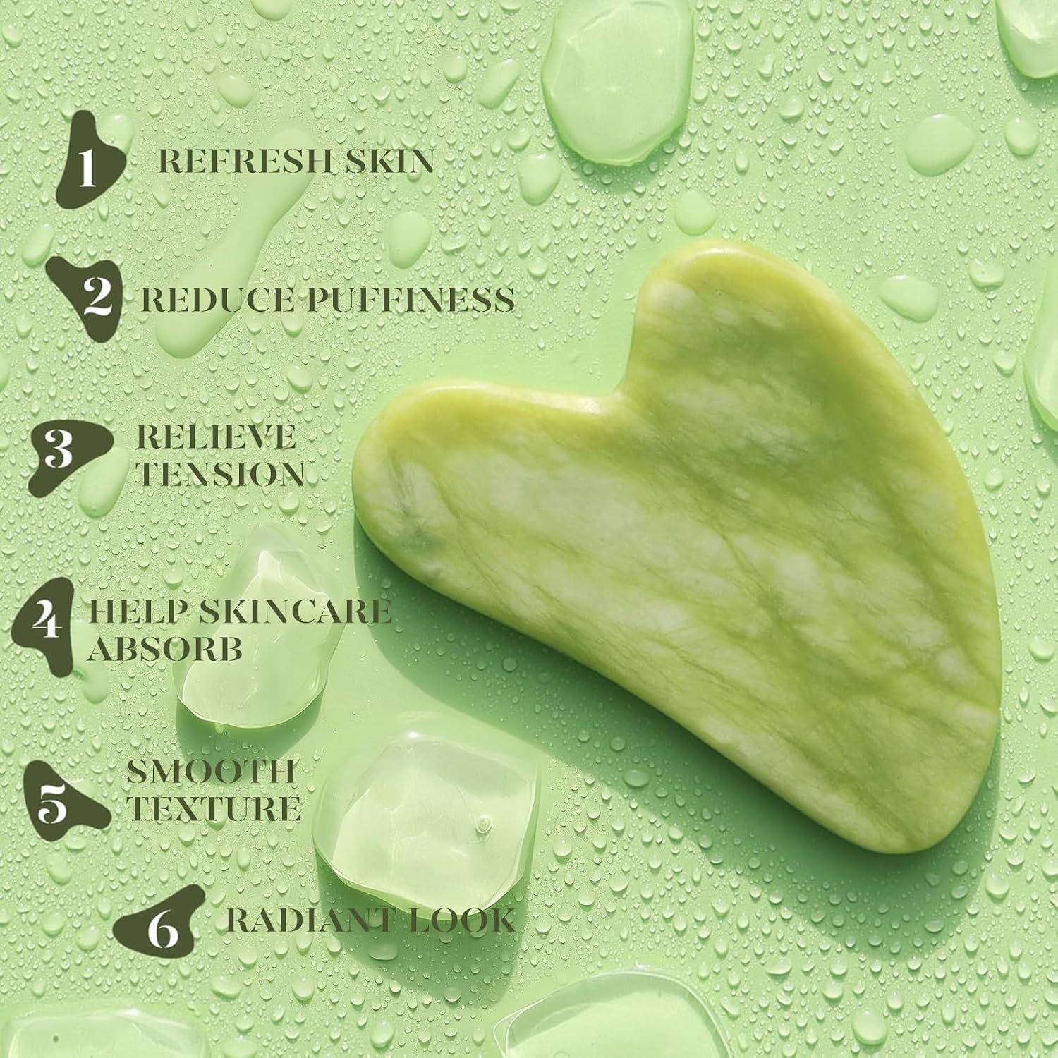 BAIMEI IcyMe Gua Sha & Jade Roller Set for Facial Sculpting and Relaxation | Cooling Face Roller & Guasha Tool for Face Lymphatic Drainage, Depuffing, Jawline Definition, Skin Care Gifts for Women–Green - Image 4