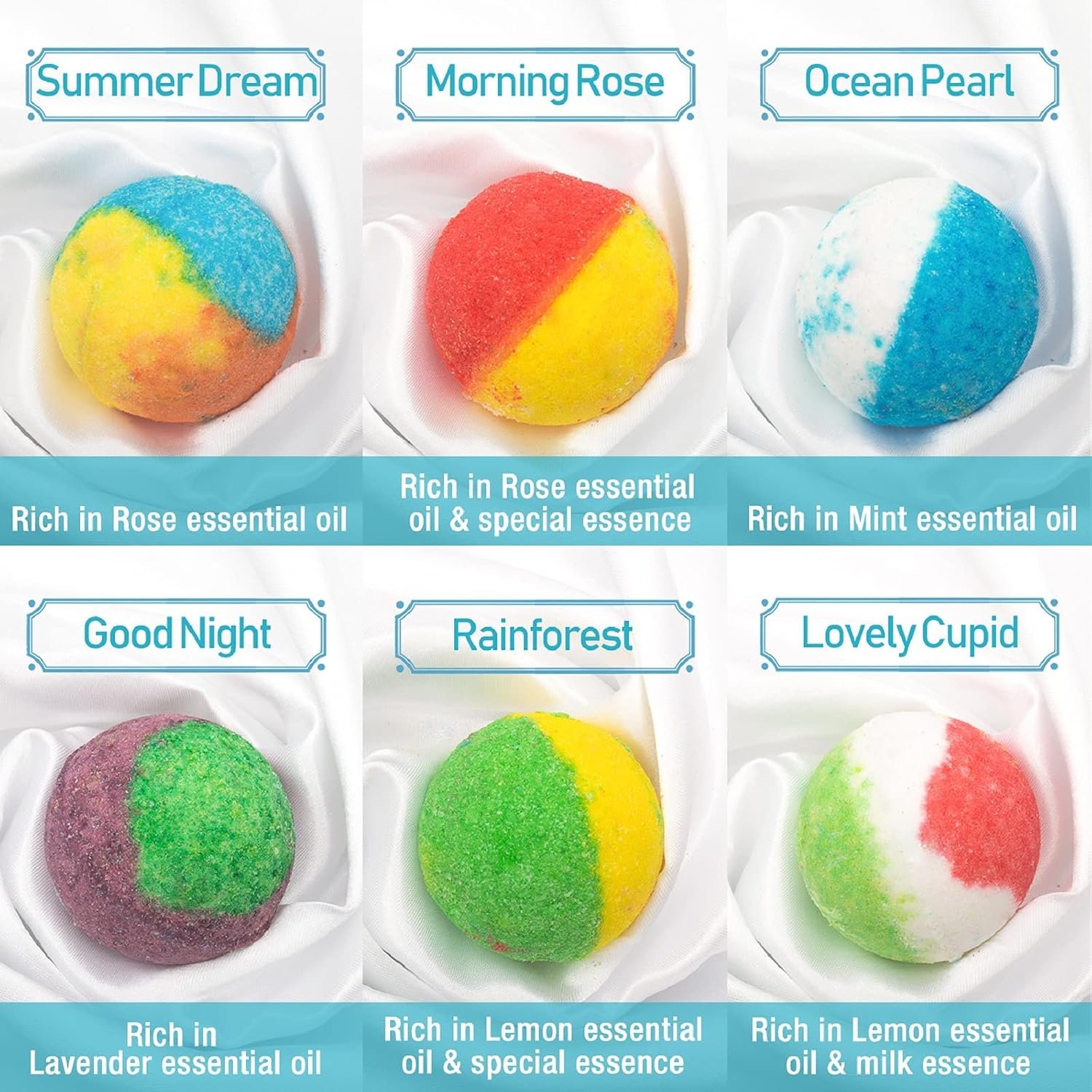 INTEYE Organic Bath Bomb Set, 24 Moisturizing Essential Oil Fizzies | 24 handmade fizzies rich in essential oils, moisturize dry skin. Great for all: birthday, Christmas, Mother's Day - Image 3