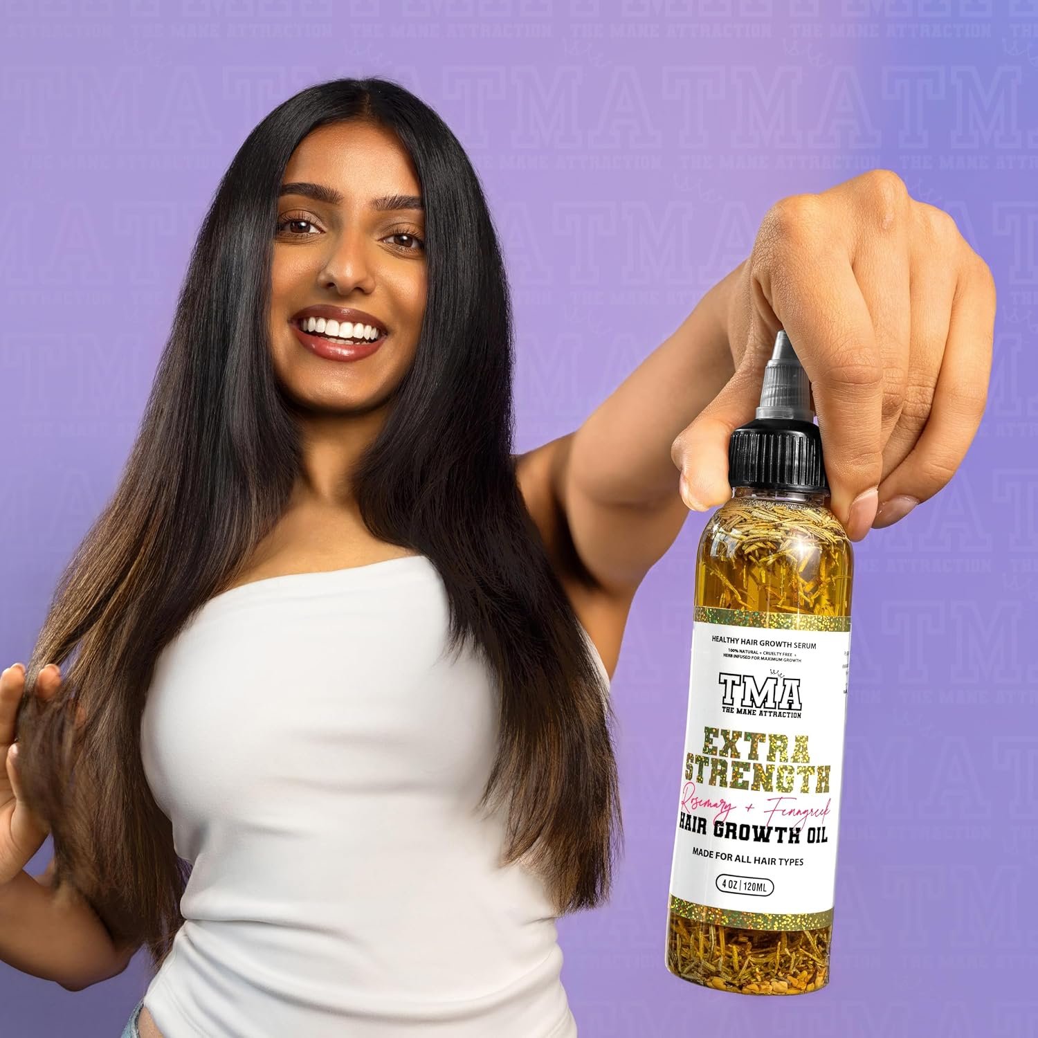 The Mane Attraction Extra-Strength Herbal Hair Growth Oil, 4 Fl Oz | Rosemary & Fenugreek Blend, Castor & Vitamin E Infusion, Scalp-nourishing for All Hair Types - Image 7