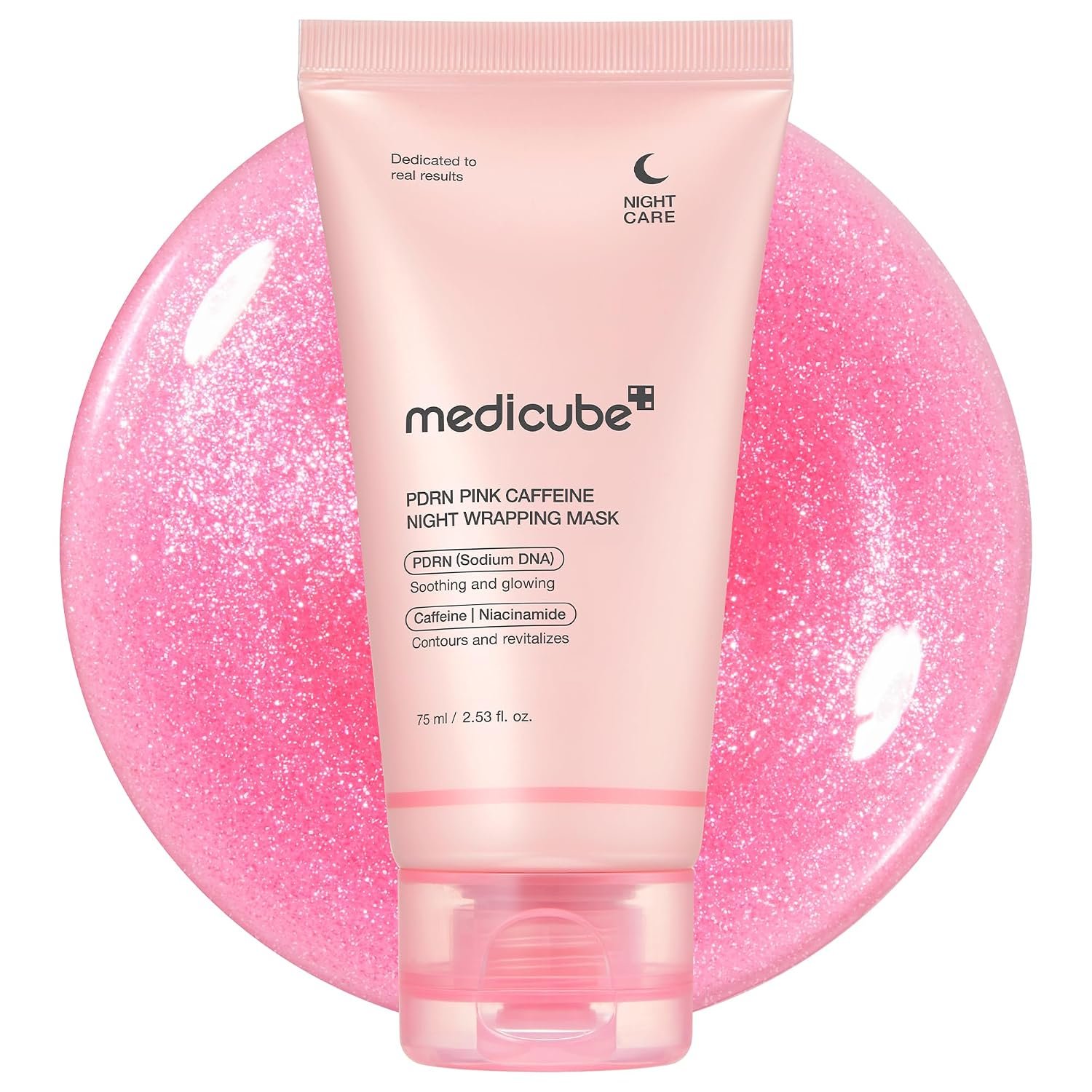 medicube Wrapping Mask PDRN Caffeine - Overnight Peel Off Facial Mask | Caffeine & Collagen for Glass Skin & Face Contour Support - Firming, Depuffing & Hydration, Korean Skin Care, 2.53 fl.oz