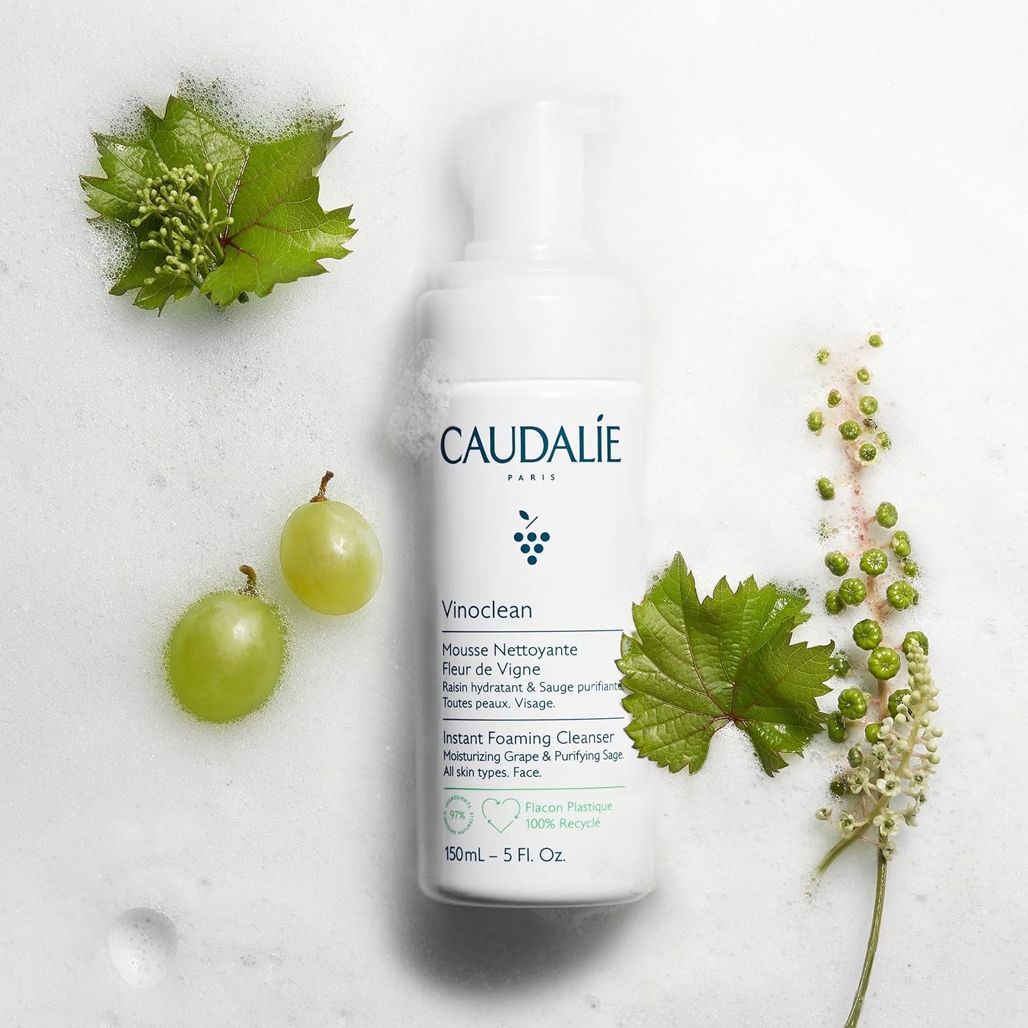 Caudalie Vinoclean Gentle Instant Foaming Facial Cleanser for All Skin Types - Image 2