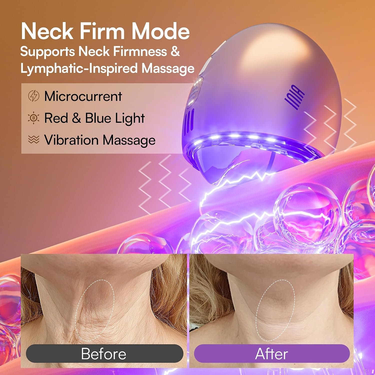 INIA 7-in-1 Red Light Therapy for Face and Neck Gua Sha Facial Tool Device | Facial Massager Tool, with Thermal and Cryo Mode, for Puffiness & Firming, Skincare Tool - Image 5