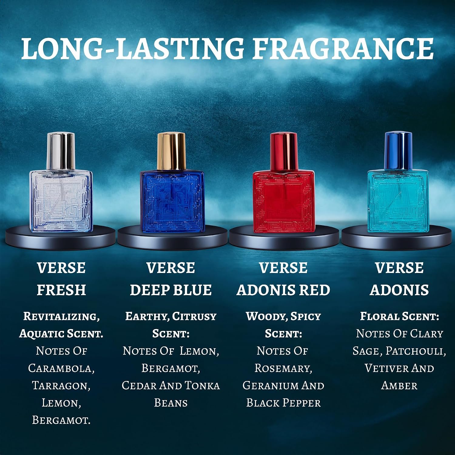 NovoGlow Verse Mini 4-Piece Fragrance Gift Set for Men - Aromatic, Floral, Oriental & Woody Notes - Individually Boxed - Travel Size - 25ml Eau De Parfum - Image 4