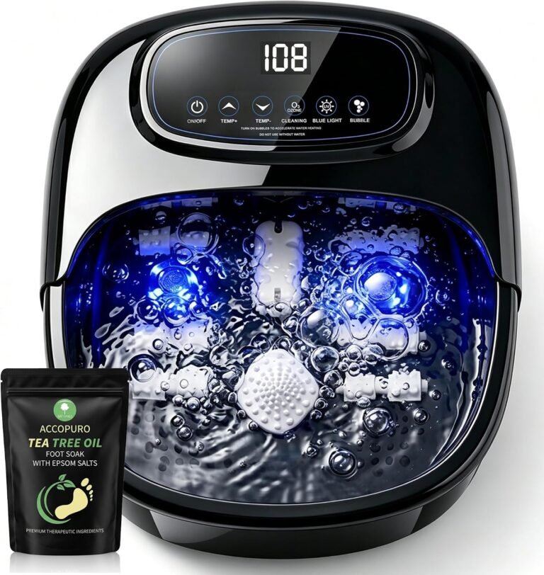 Foot Soaking Tub with Ozone & UV, Foot Spa Bath Massager with Heat | Shiatsu Rollers Bubble Relieves Stress & Feet Pain Home Pedicure Soaker Basin with Epsom Salts Ideal Gift for Parents Couples