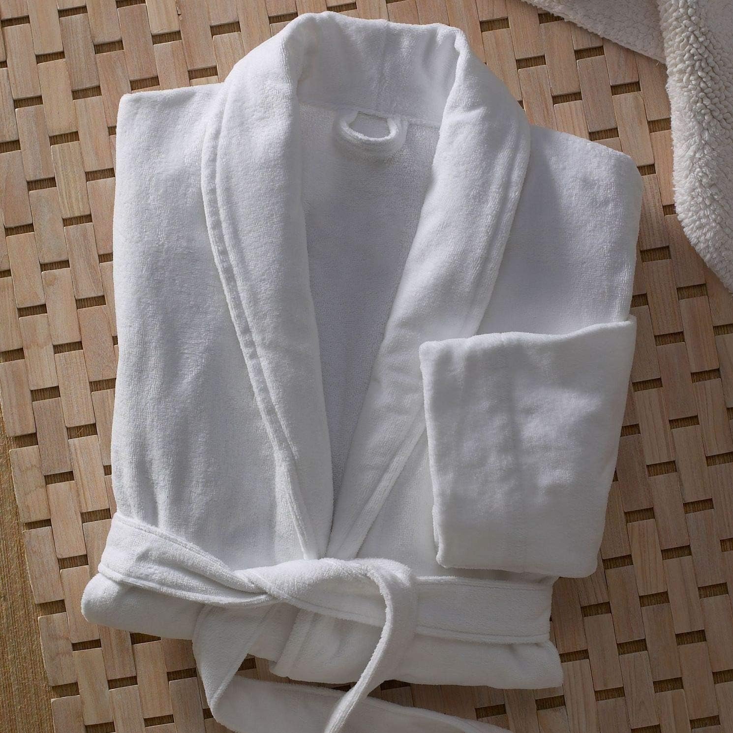 Marriott Terry Velour Bathrobe - Luxury 100% Cotton Hotel Spa Robe - Plush, Absorbent, Machine Washable - Shawl Collar, One Size - Image 5