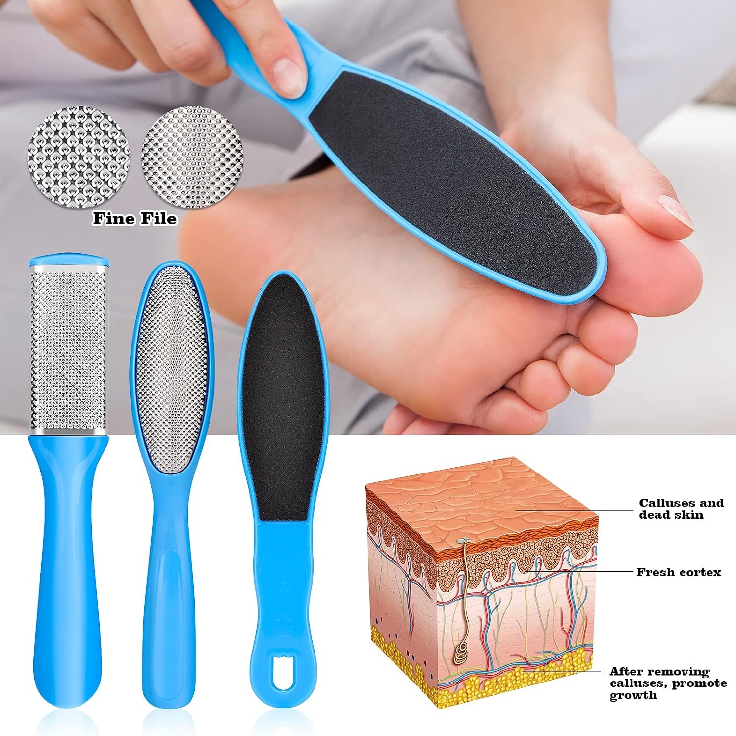 Pedicure Kits - Callus Remover for Feet, 23 in 1 Professional Manicure Set Pedicure Tools Stainless Steel Foot Care, Foot File Foot Rasp Dead Skin for Women Men Home Foot Spa Kit, Blue23 - Image 3