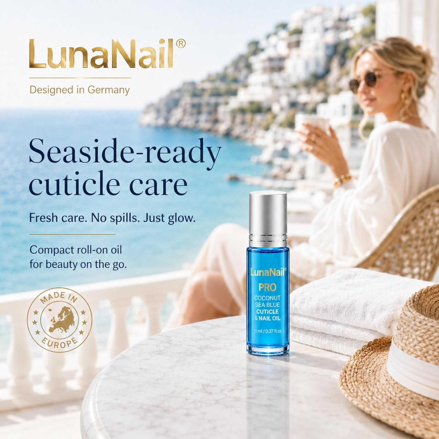 Cuticle Oil, Roll-On Nail Oil with Vitamin E & Jojoba, Hydrating Serum for Dry Cuticles, Vegan (Coconut Sea Blue) - Image 5