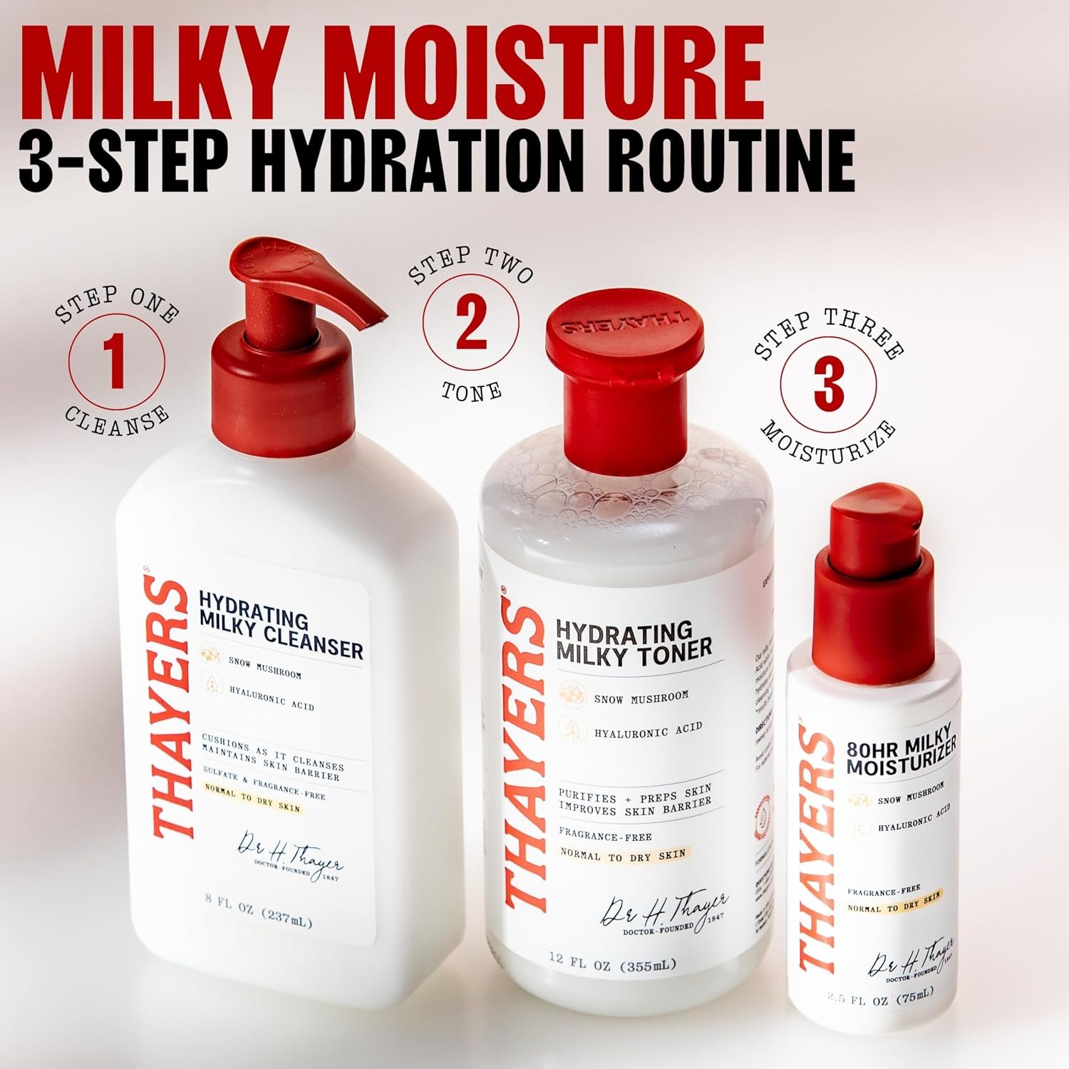THAYERS 80HR Face Moisturizer, Face Cream with Hyaluronic Acid and Snow Mushroom, Milky Moisturizer, Lightweight Hydration for Normal to Dry Skin, Fragrance Free Skin Care, 2.5 Oz - Image 8