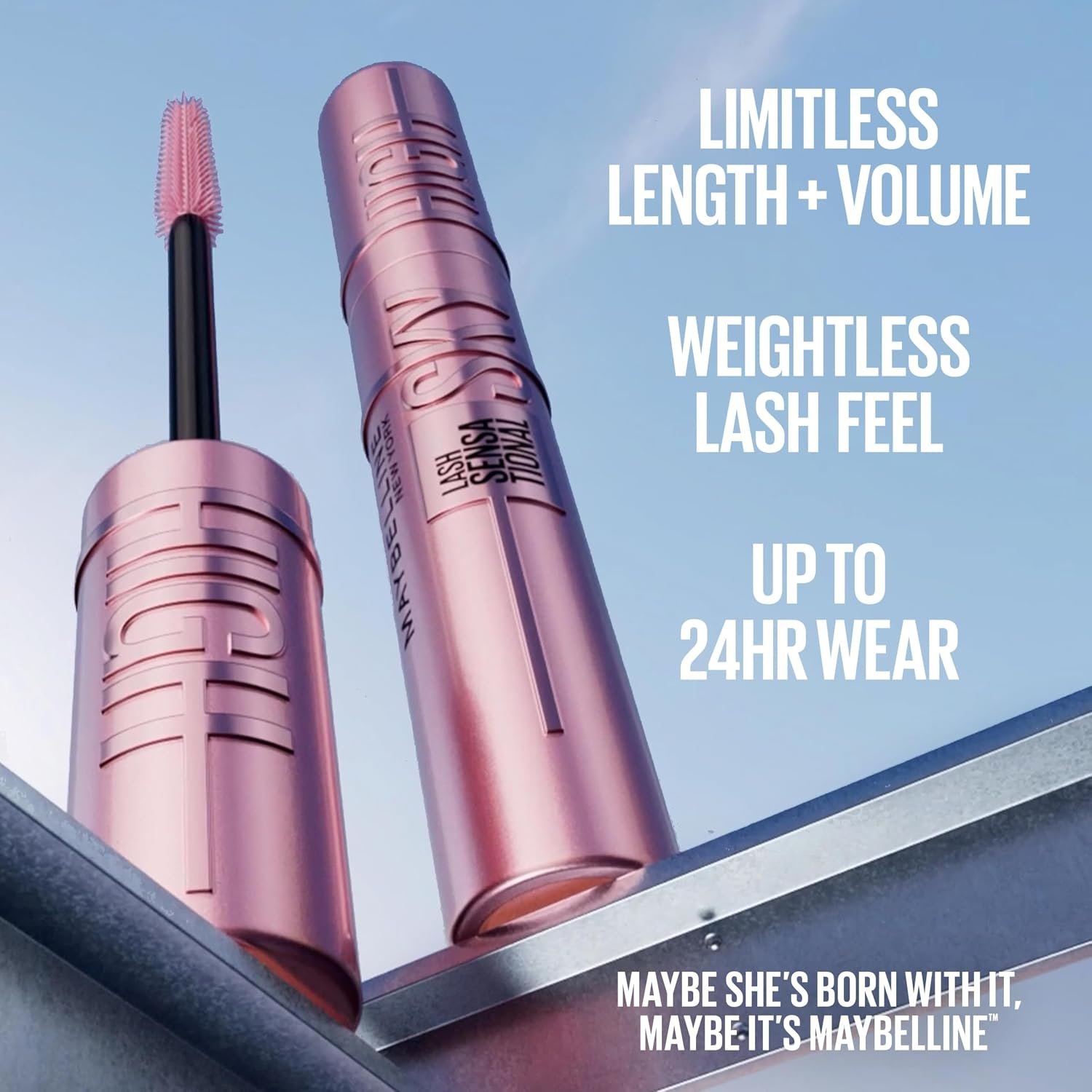 Maybelline Lash Sensational Sky High Washable Mascara Makeup, Volumizing, Lengthening, Defining, Curling, Multiplying, Buildable Formula, Blackest Black, 1 Count - Image 4