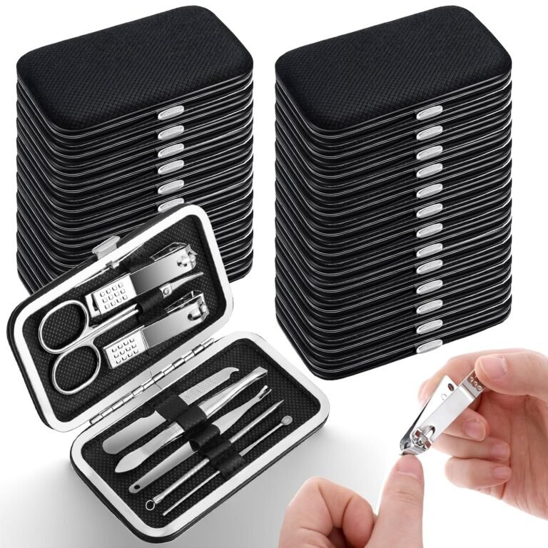 24 Set Bulk Manicure Kit Nail Set Stainless Steel Pedicure Professional Nail Care Kit with Stainless Steel Tools Portable Grooming with Travel Case, Gift for Men Women (Black,8 in 1)