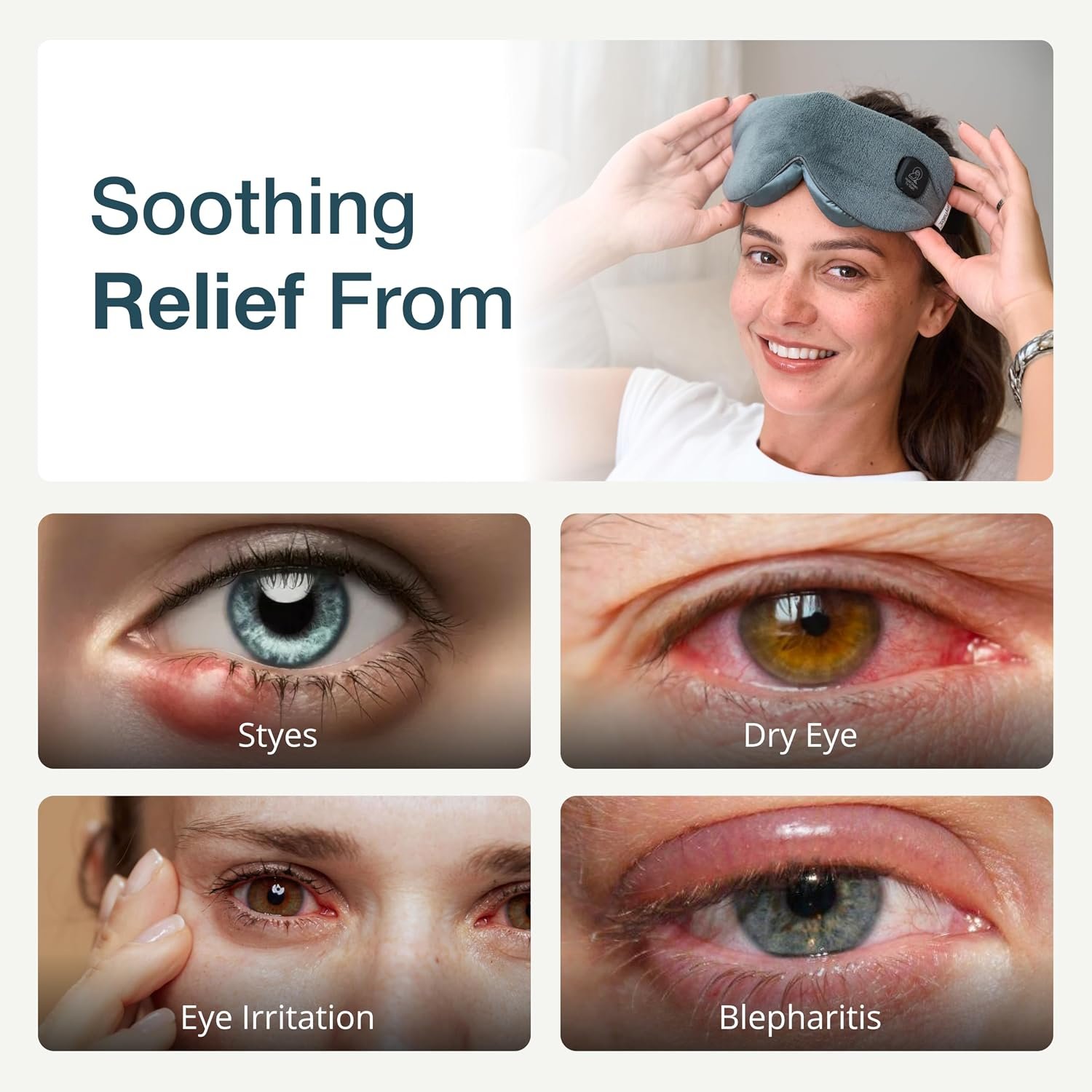 MyHalos Cordless Heated Eye Mask, Rechargeable Warm Compress for Dry Eyes | USB Rechargeable, Washable Cover, Comfort for Styes & Blepharitis, Sinus Relief, Reusable, Cordless, Moist Heat Therapy - Image 2