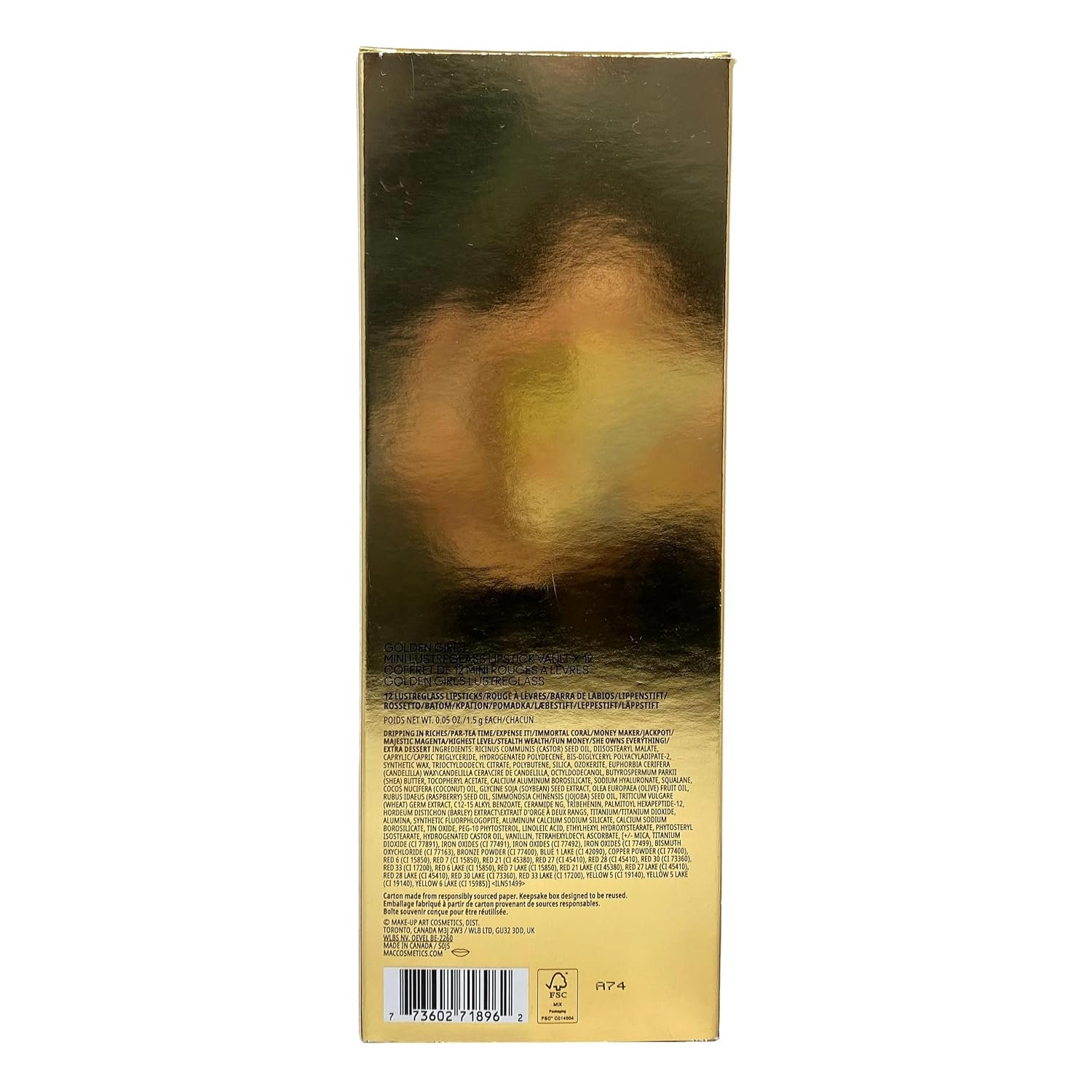 MAC Cosmetics Limited Edition Golden Girls Miniature Lustreglass Lipstick Vault x 12 - Vault and 12 Mini Lipsticks - Travel Size - Image 6