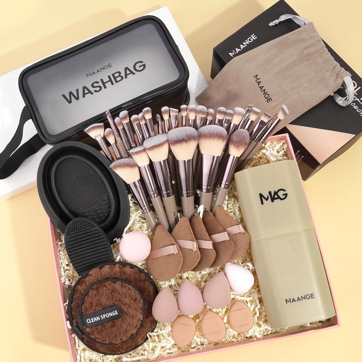 MAANGE Makeup Brush Set 51 PCS Professional Makeup Brushes Soft Foundation Powder Eyeliner Eye Shadow Makeup Brushes Set Travel Make up Brush Kit (Champagne) - Image 2