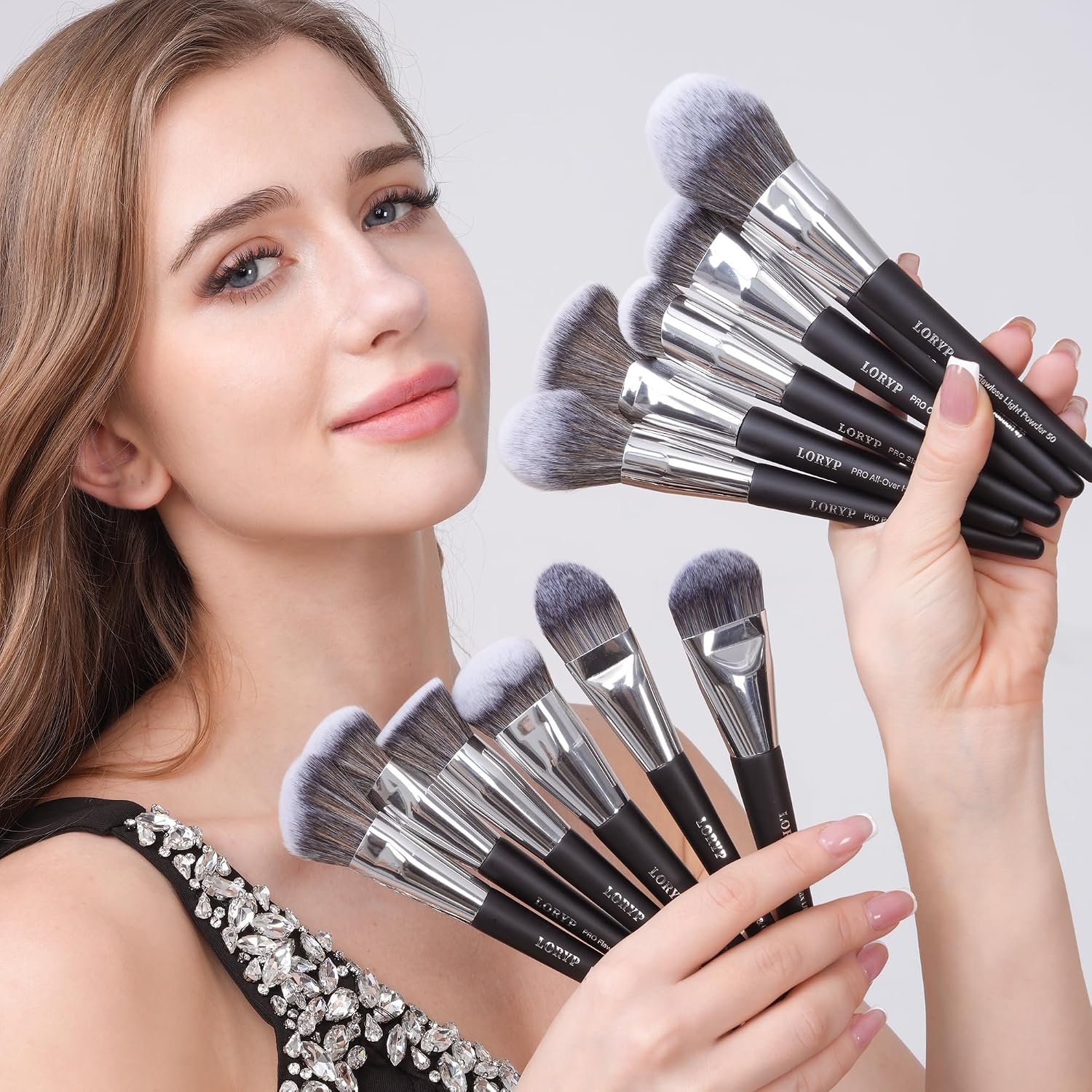 LORYP Professional Makeup Brushes Set 32Pcs Matte Black Cosmetic Brush Kit for All Face & Eye of Soft Vegan Synthetic Hair for Artists & Enthusiasts - Image 3