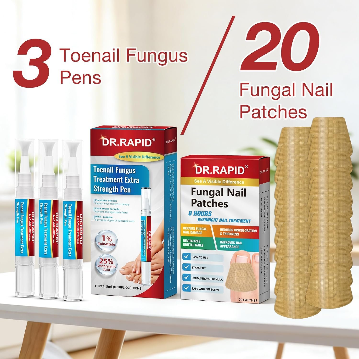 Toenail Fungus Treatment Extra Strength - DR.RAPID Toenail Fungus Treatment Pen & Fungal Nail Patches, Day and Night Fungal Nail Treatment Set, Ideal for Nail Repair for Damaged Nails Toenail Fungus - Image 3