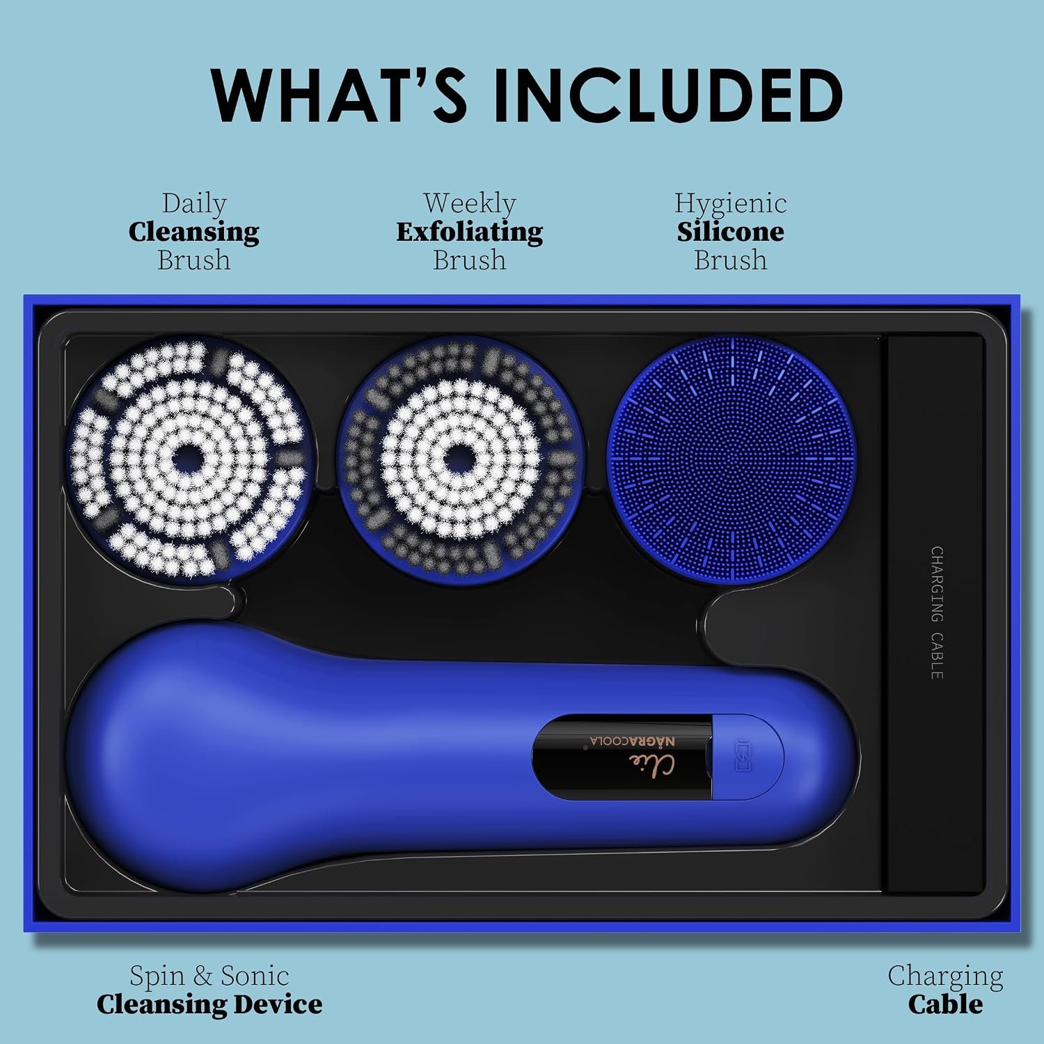 Premium Facial Cleansing Brush,Waterproof Face Scrubber,Spin & Sonic Modes with 3 Intensities,Magnetic 3-Head System for Deep Pore Cleaning, Gentle Exfoliation & Sensitive Skin Care - for Women & Men - Image 6