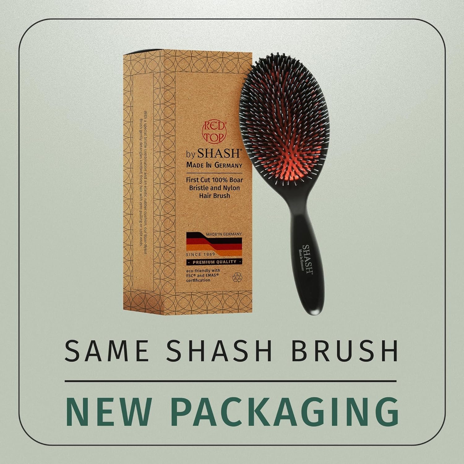 Since 1869 Hand Made In Germany - Nylon and 100% First Cut Boar Bristle Brush Suitable For Normal to Thick Hair - Gently Detangles, No Pulling or Split Ends - Softens Improves Texture, (Large) - Image 3