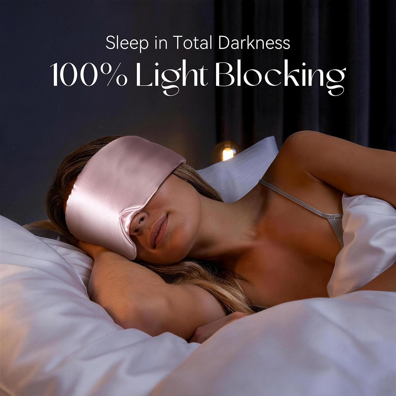 Silk Sleep Mask 22 Momme 100% Mulberry Silk & 3.5cm Silk Hairband Set for Side Sleeper Women Men,Light Blocking Nose Pad, Adjustable Silent Strap,Eye Mask fo Home & Travel Use (Pink) - Image 3