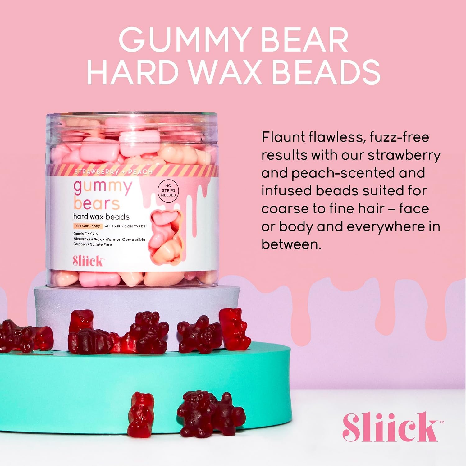 Sliick Hard Wax Beads for Hair Removal, Gummy Bears – Stripless Wax Beads for Face, Body & Sensitive Skin, 8 oz - Image 3