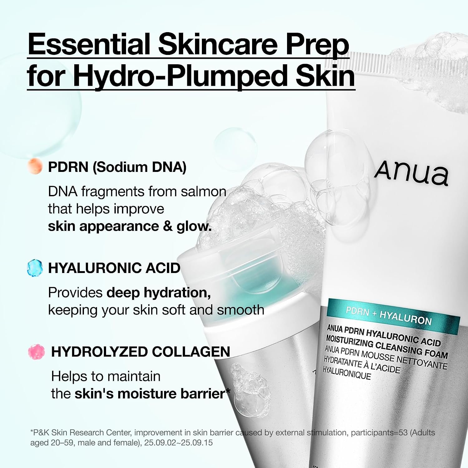 Anua PDRN Hyaluronic Acid Moisturizing Cleansing Foam, 5.07 fl oz - Image 3