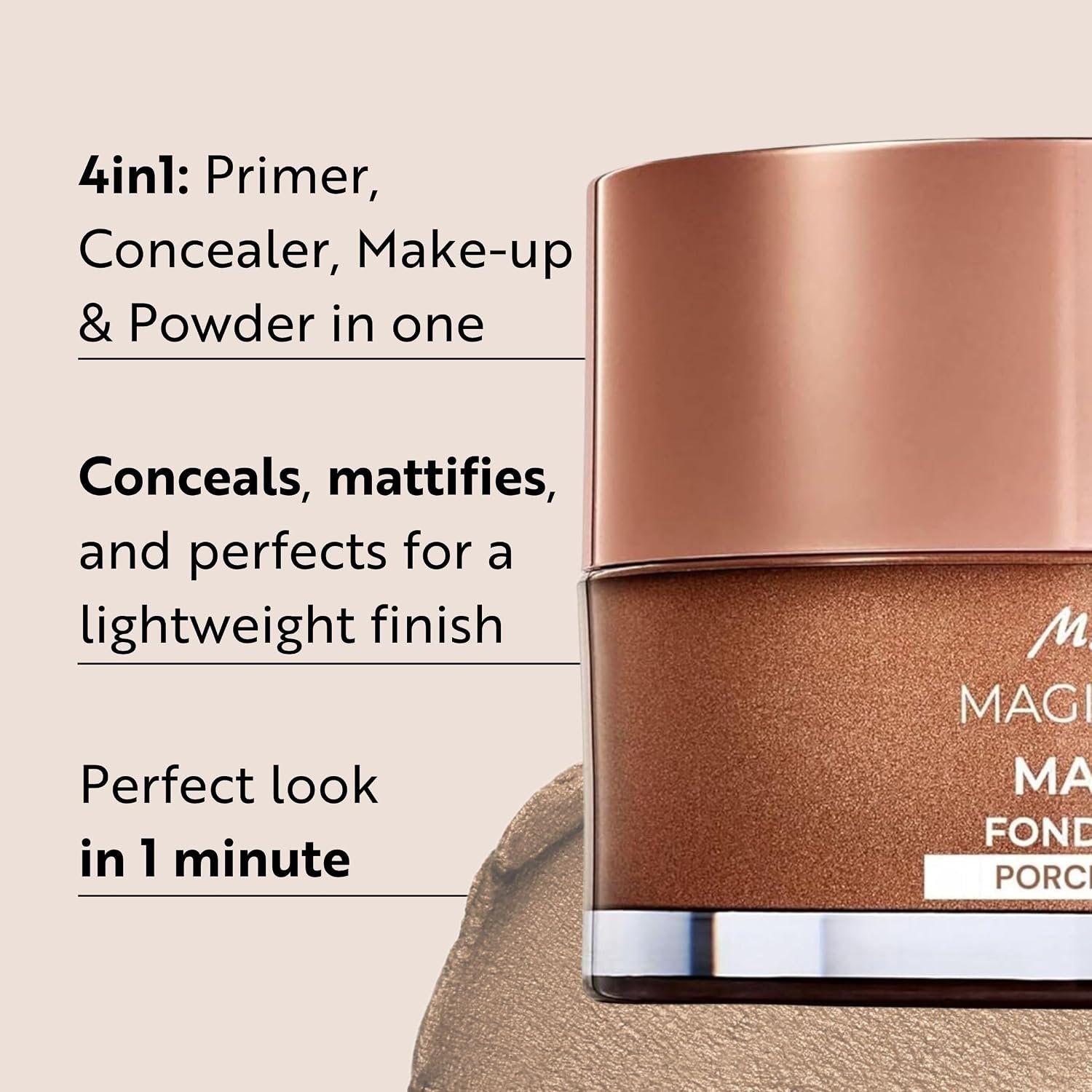 M. Asam Magic Finish Porcelain Teint Make-up Mousse (1.01 Fl Oz) | 4in1 Primer, Foundation, Concealer & Powder With Buildable Coverage, Adapts To Fair Skin Tones, Leaves Skin Looking Flawless - Image 2