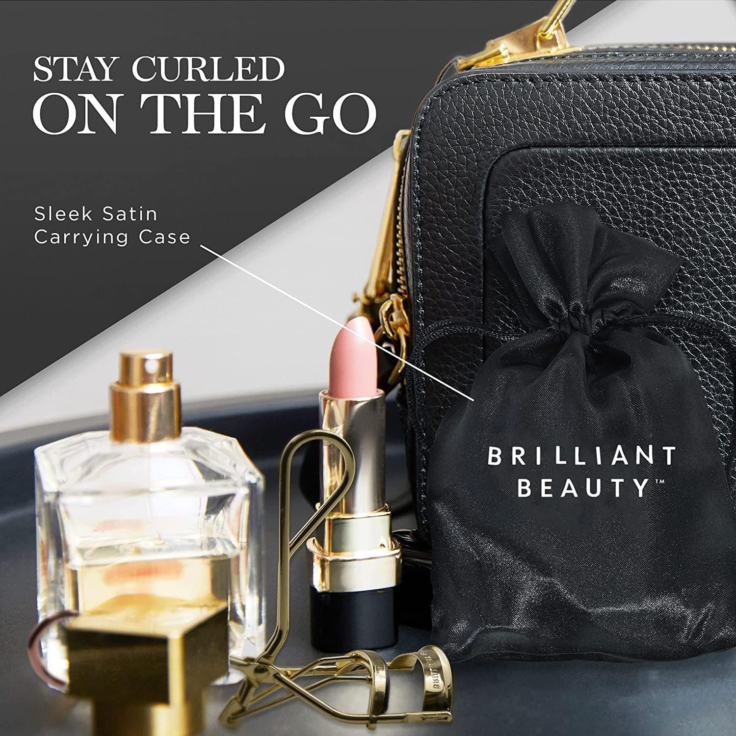 Brilliant Beauty Eyelash Curler - Satin Bag & Refill Pads, Gold | Dramatically Curled Lashes, Lash Lift in Seconds, No Pinching - Image 6