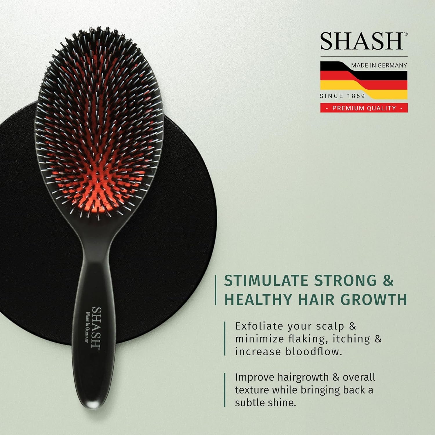 Since 1869 Hand Made In Germany - Nylon and 100% First Cut Boar Bristle Brush Suitable For Normal to Thick Hair - Gently Detangles, No Pulling or Split Ends - Softens Improves Texture, (Large) - Image 5